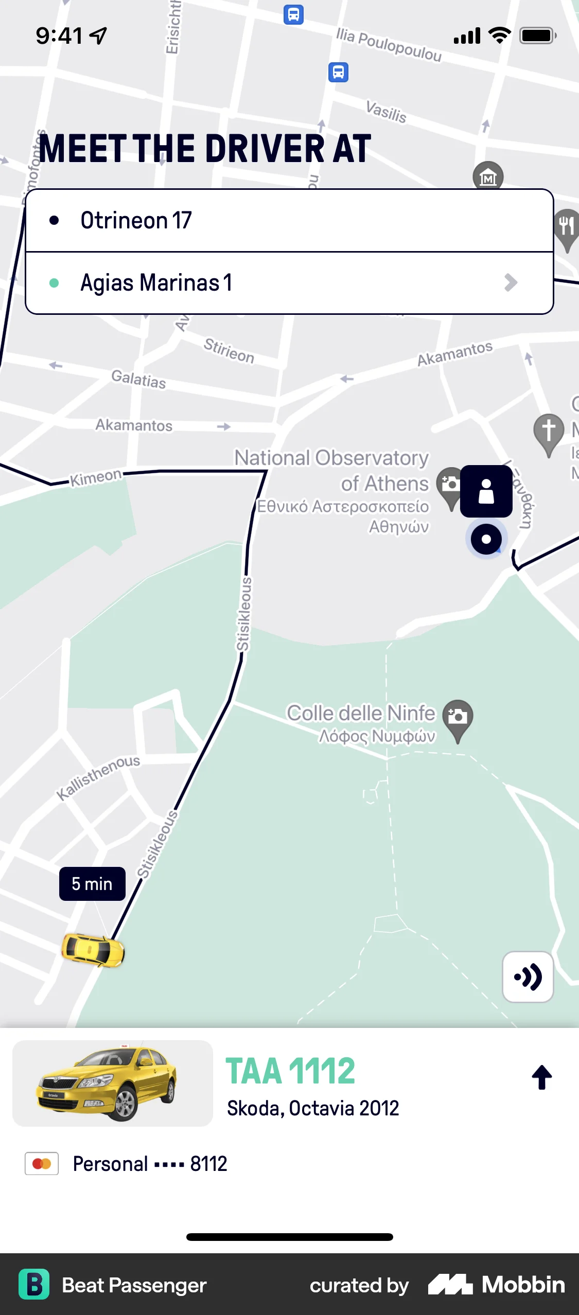 Beat Passenger iOS Map screen