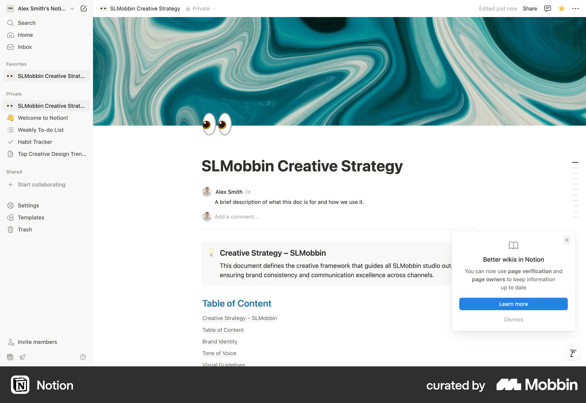 Notion Web Feature Info screen