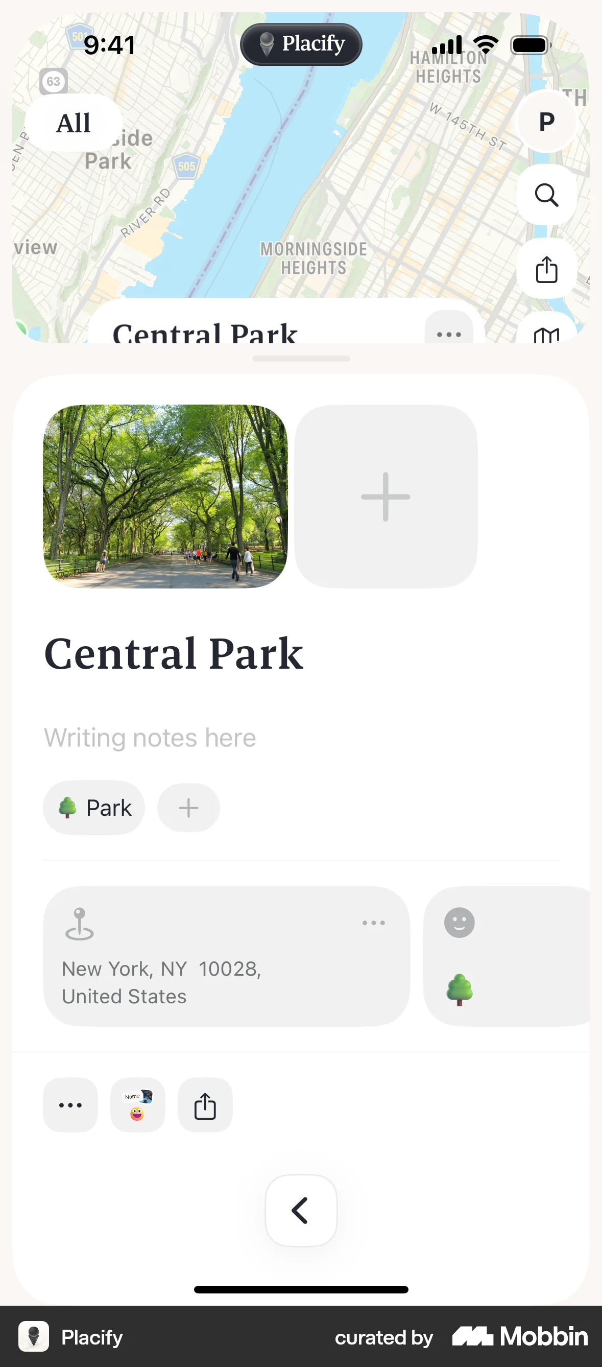 Placify iOS Location & Address screen