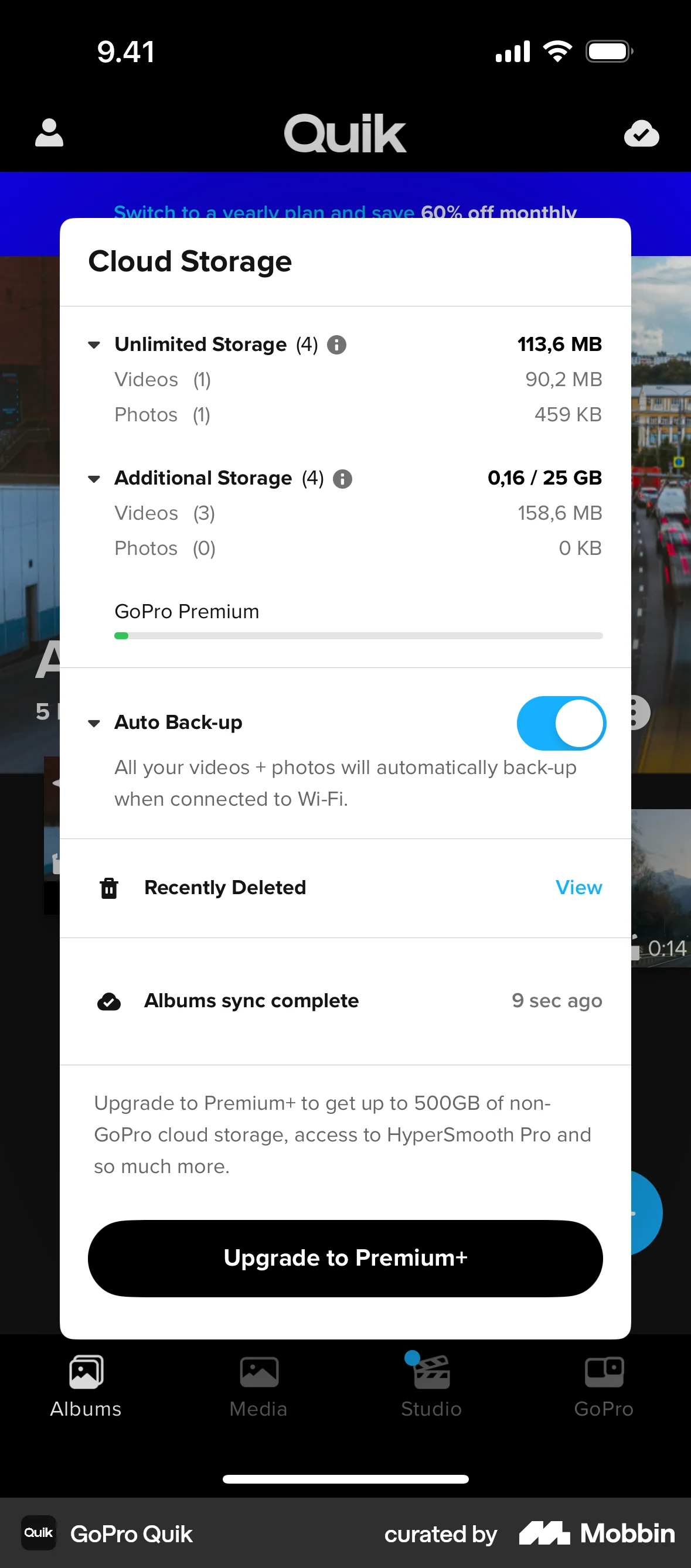GoPro Quik iOS screen containing Progress Indicator UI element