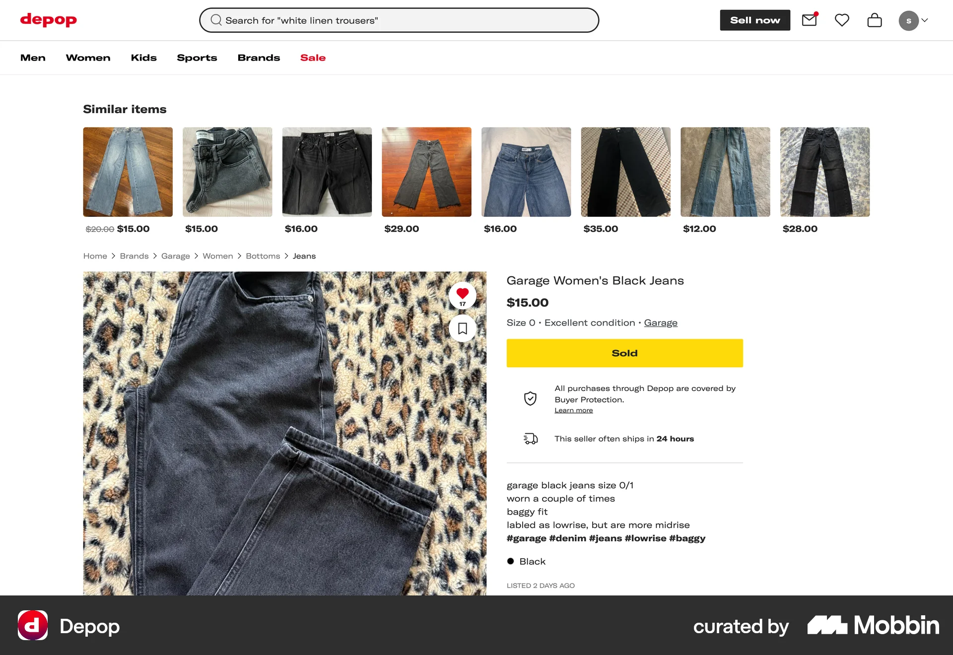Depop Web Like & Upvote screen