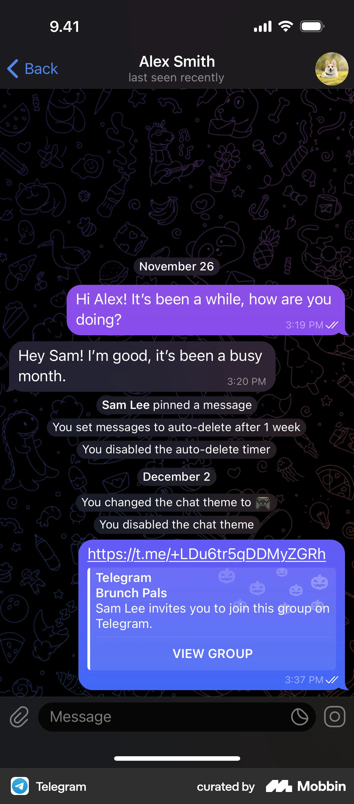 Telegram iOS Dark Mode screen