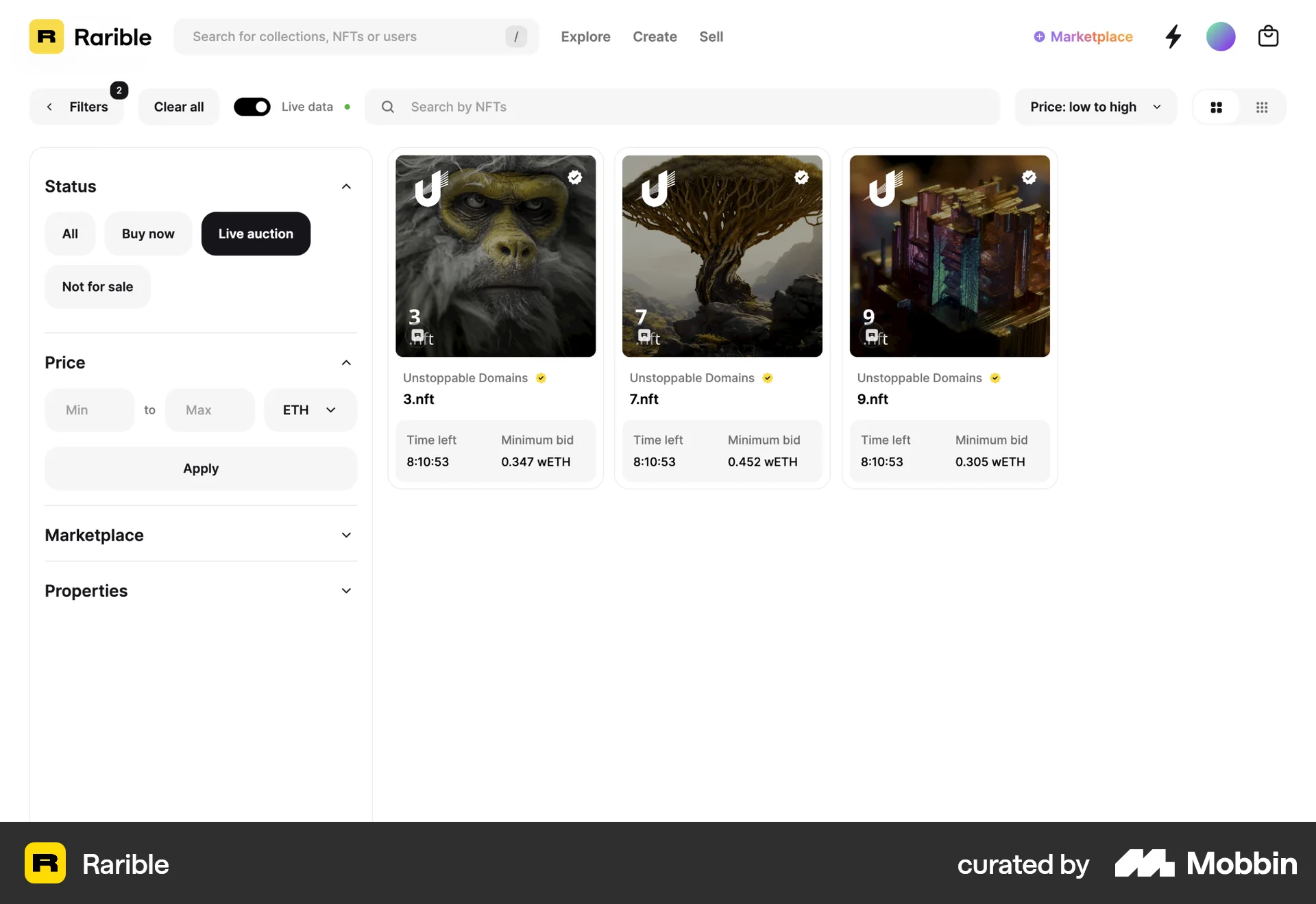 Rarible Web Timer & Clock screen