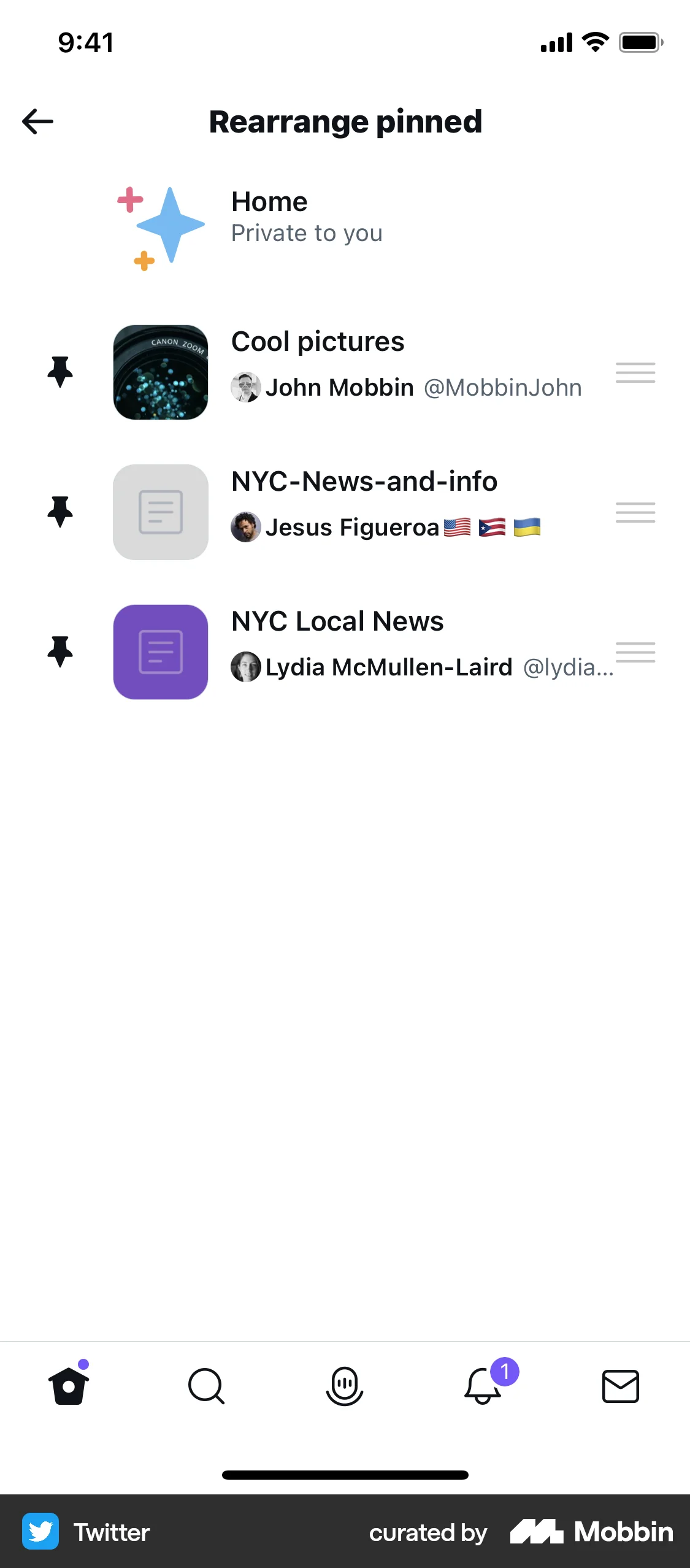 X iOS Reorder screen