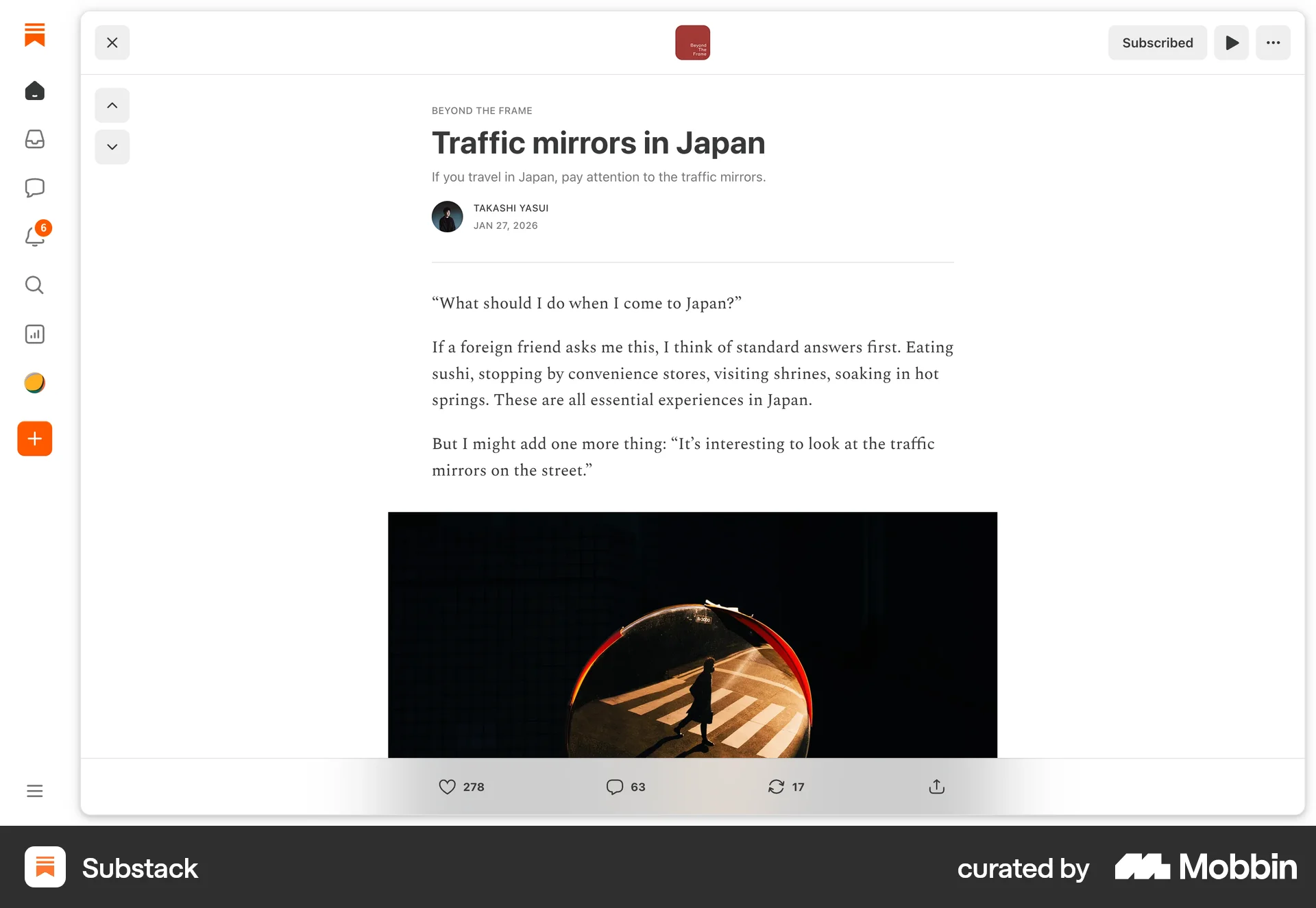Substack Web screen containing Pagination UI element