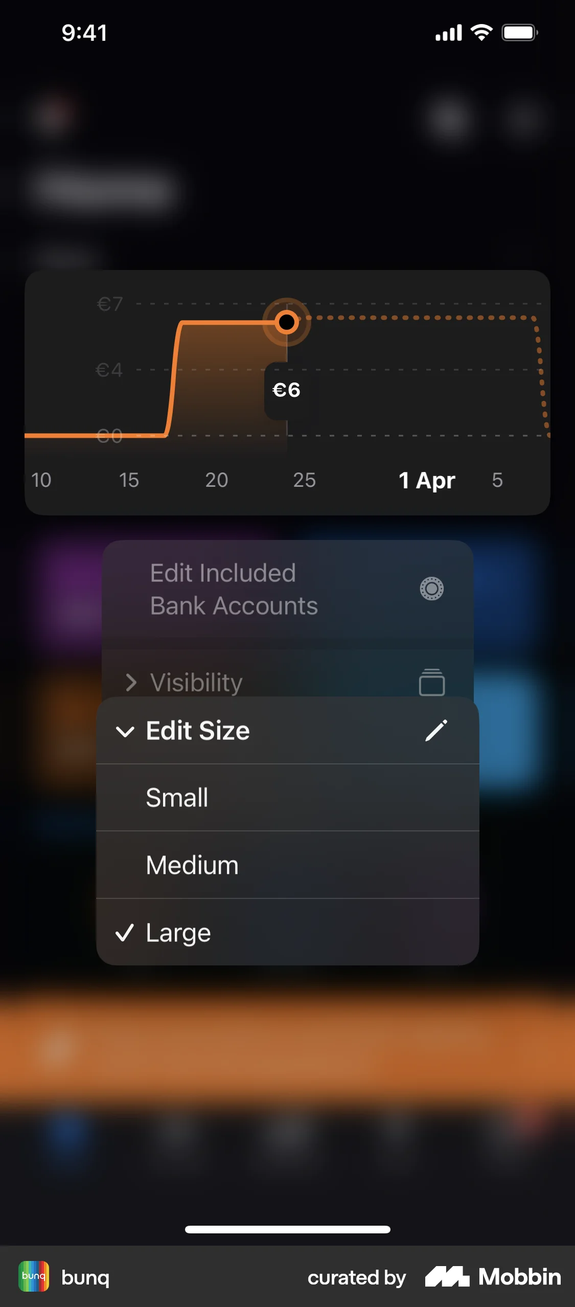 bunq iOS Graph UI Design screen