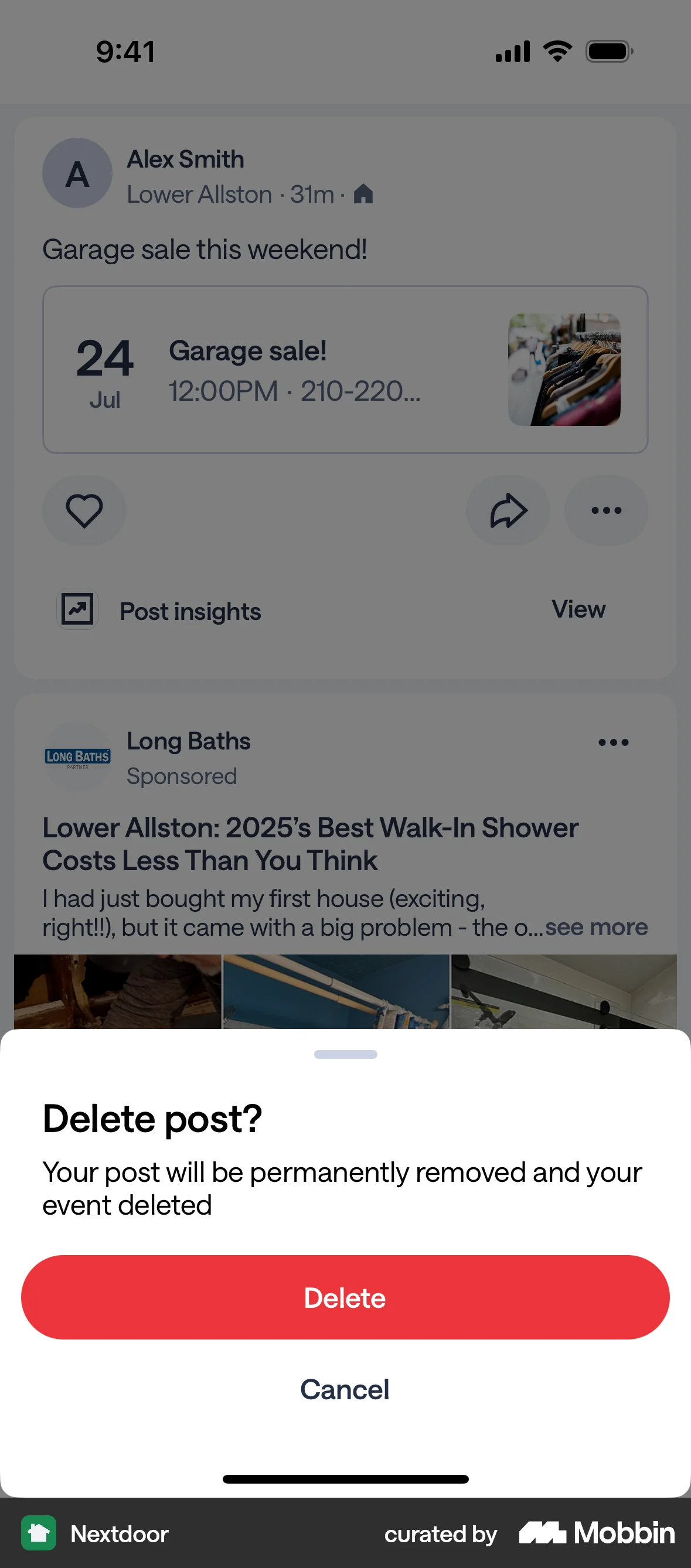 Nextdoor iOS Confirmation screen