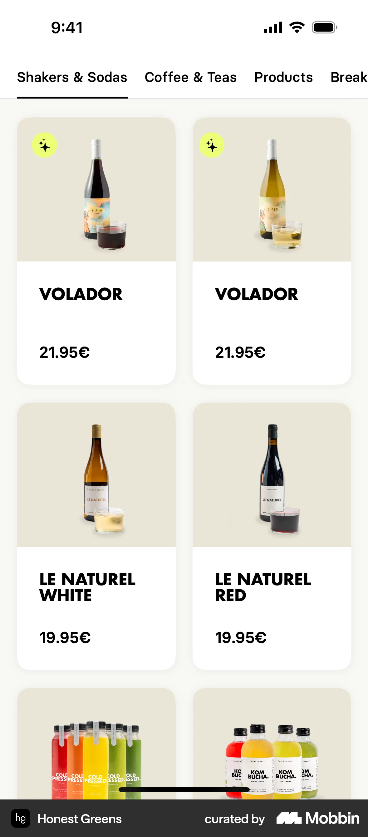 Honest Greens iOS Shop & Storefront screen