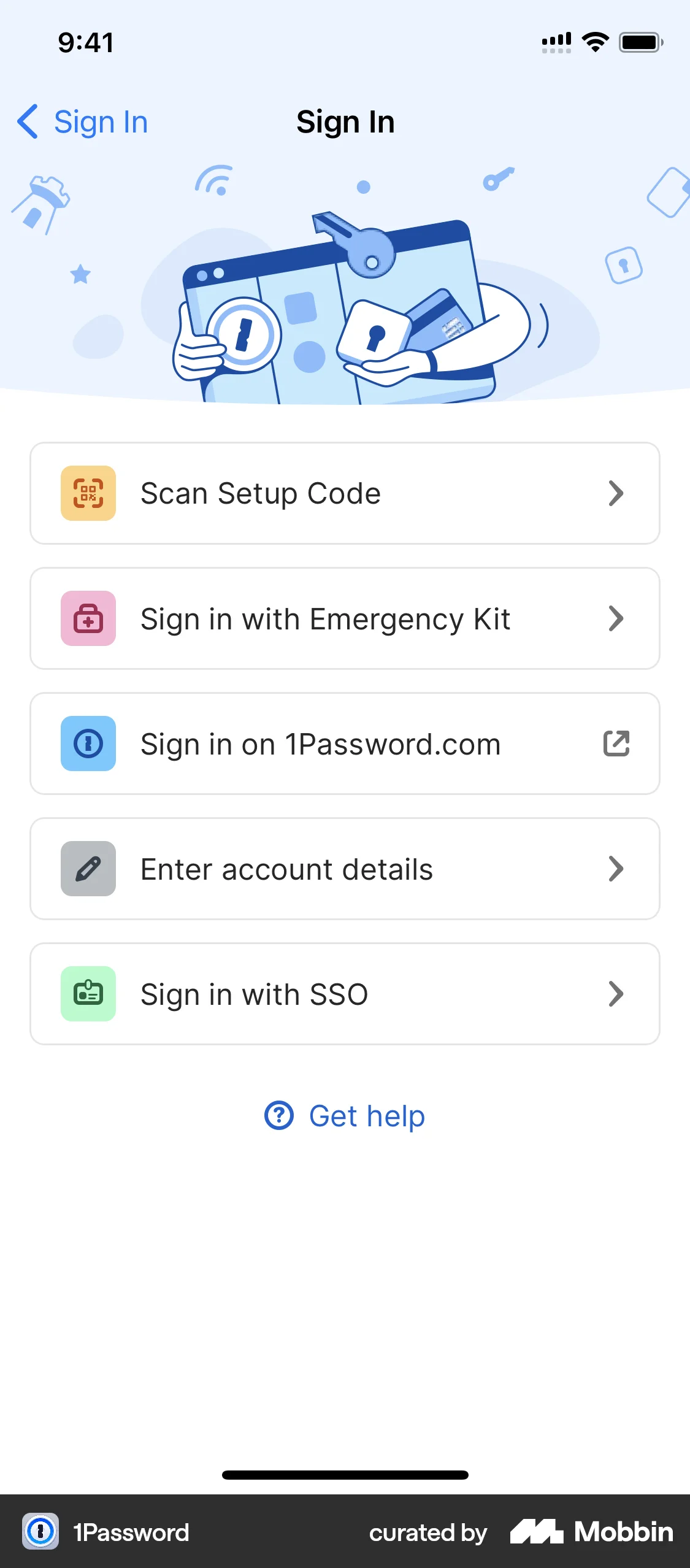 1Password iOS Login screen