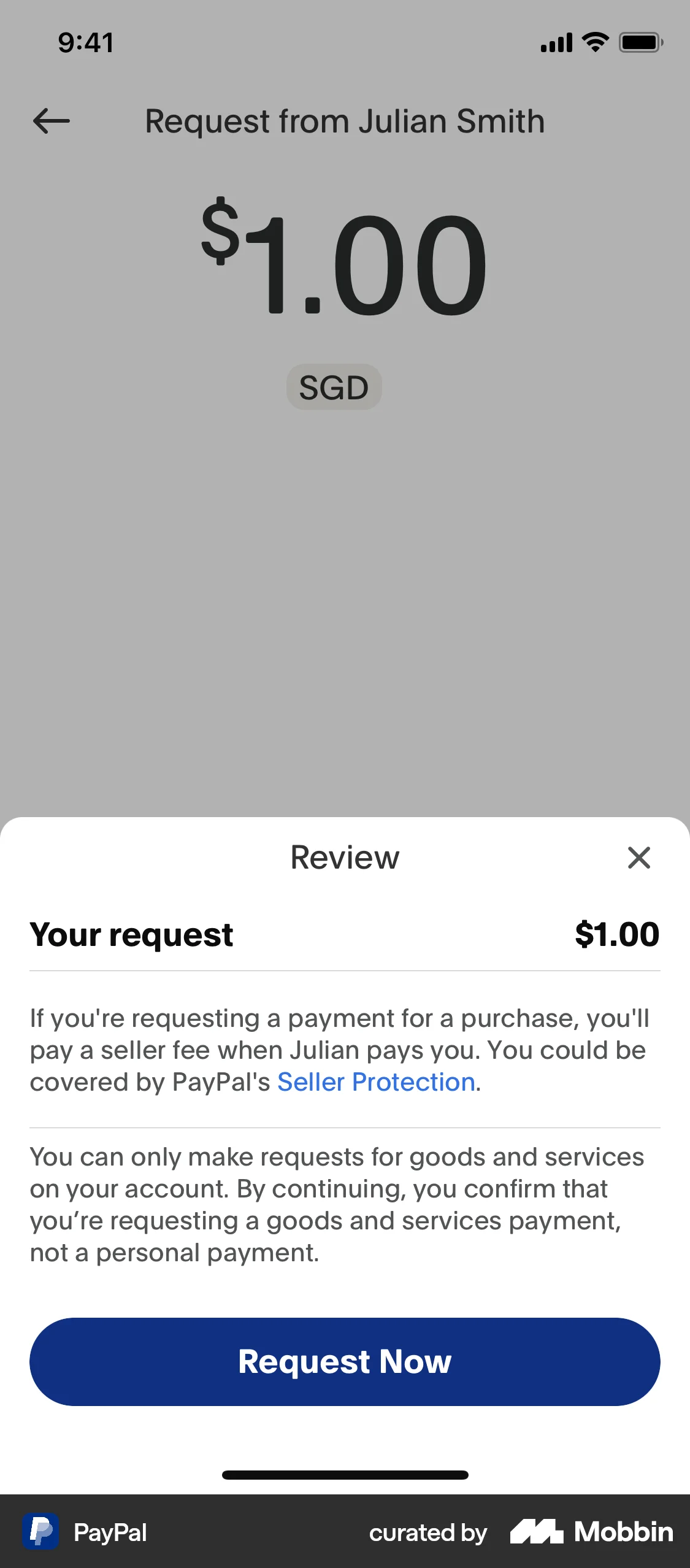 PayPal iOS Confirmation screen