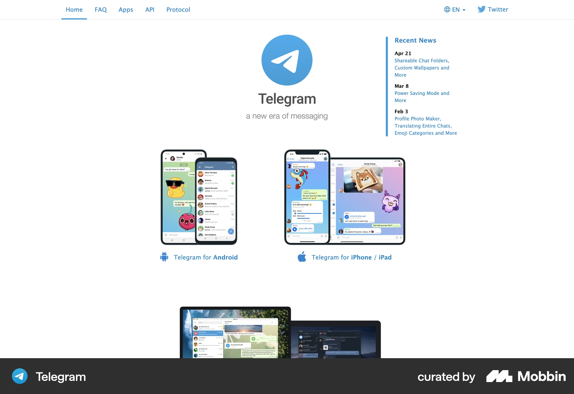 Telegram Web Communication App screen