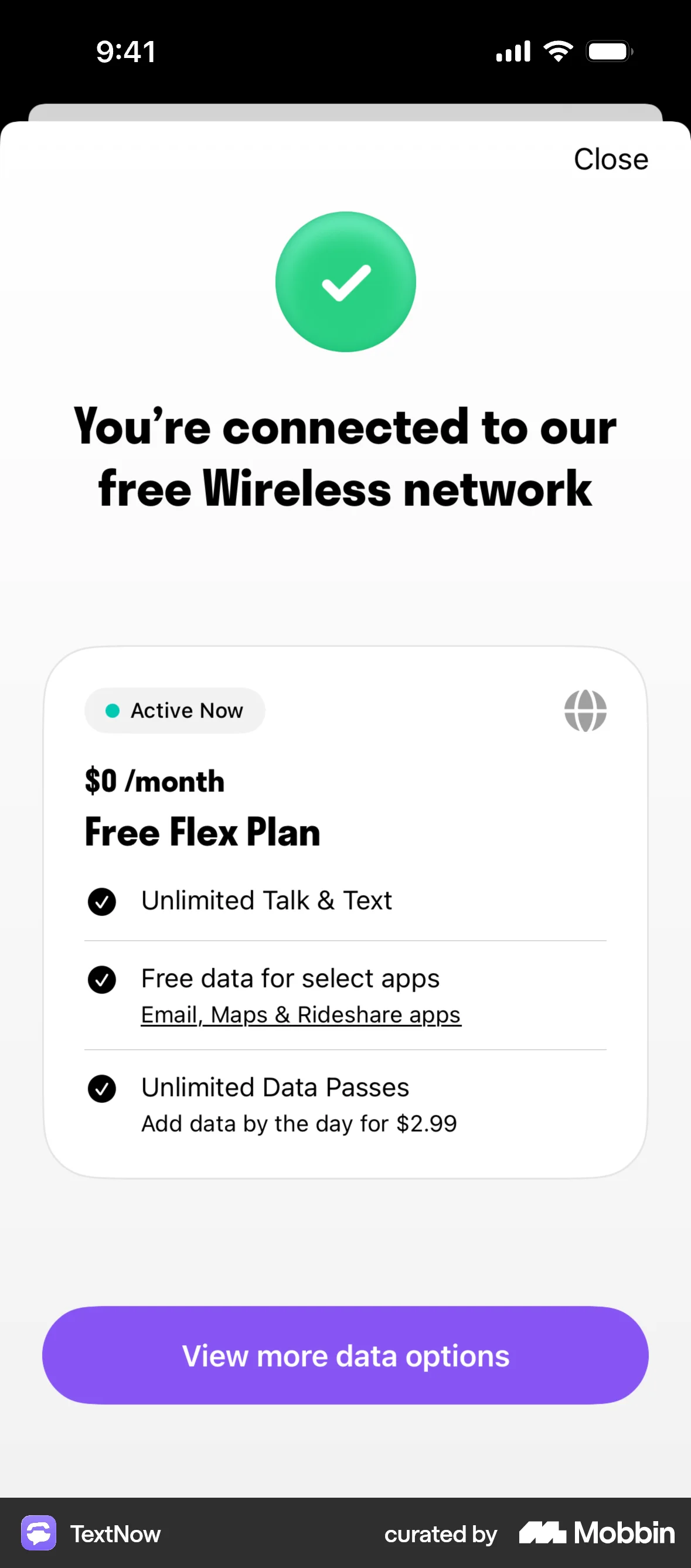 TextNow iOS screen containing Button UI element