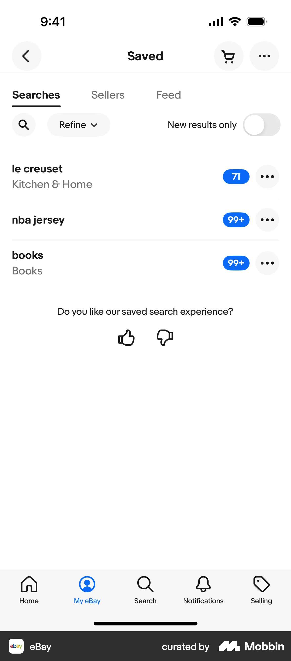 eBay iOS Feedback screen