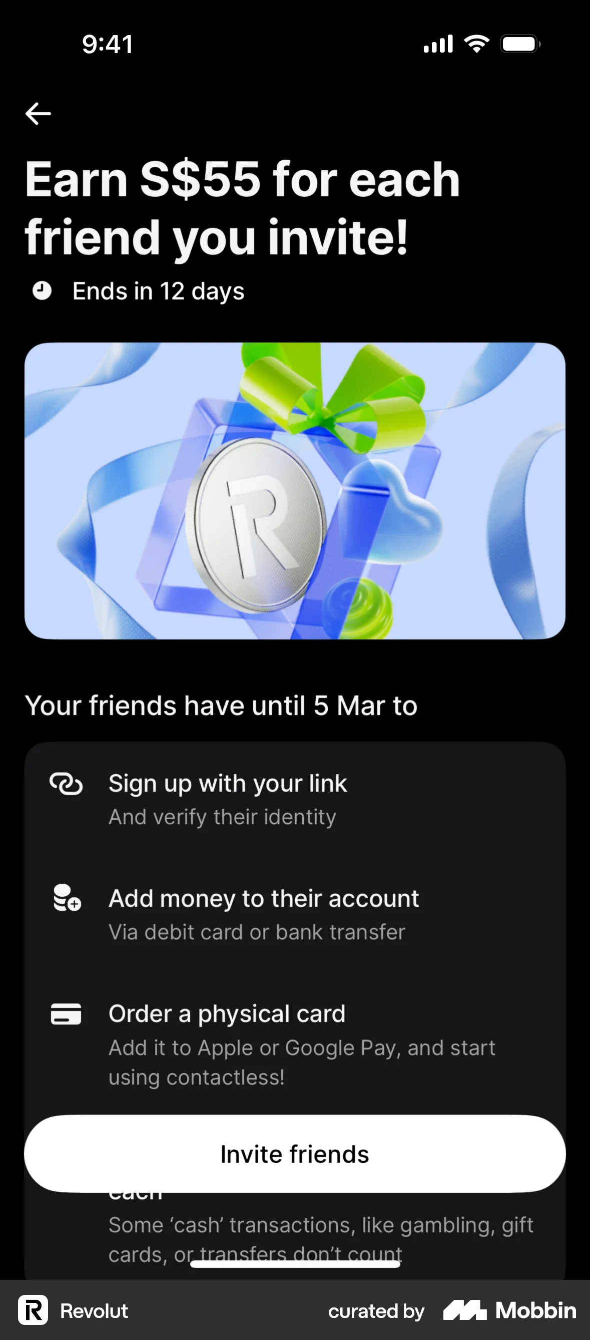Revolut iOS Invite & Refer Friends screen