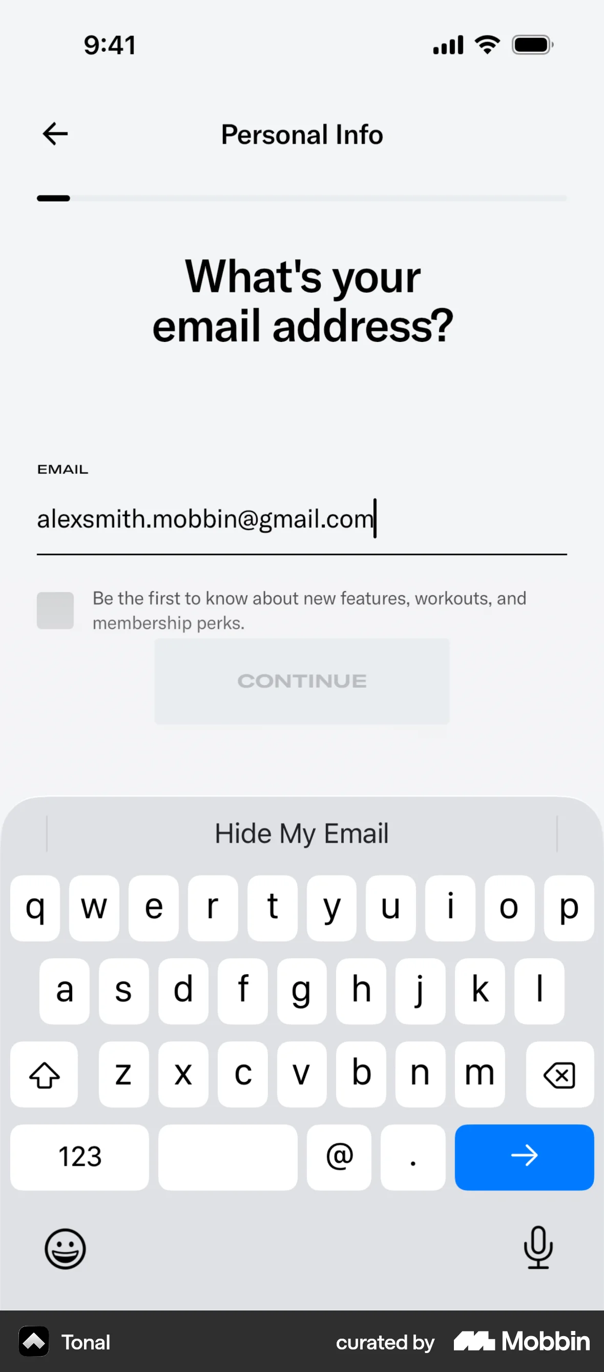 Tonal Onboarding screen