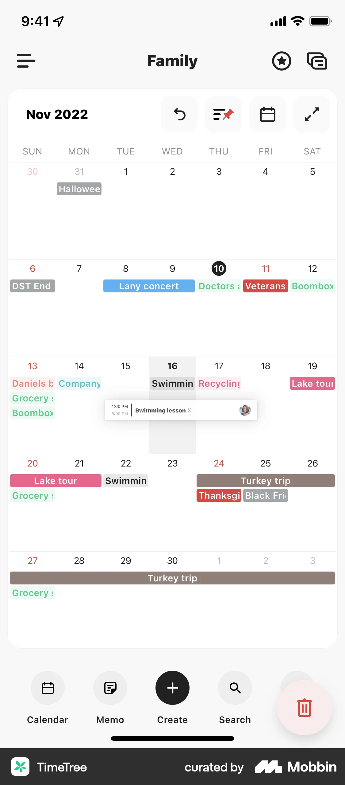 TimeTree iOS Move screen