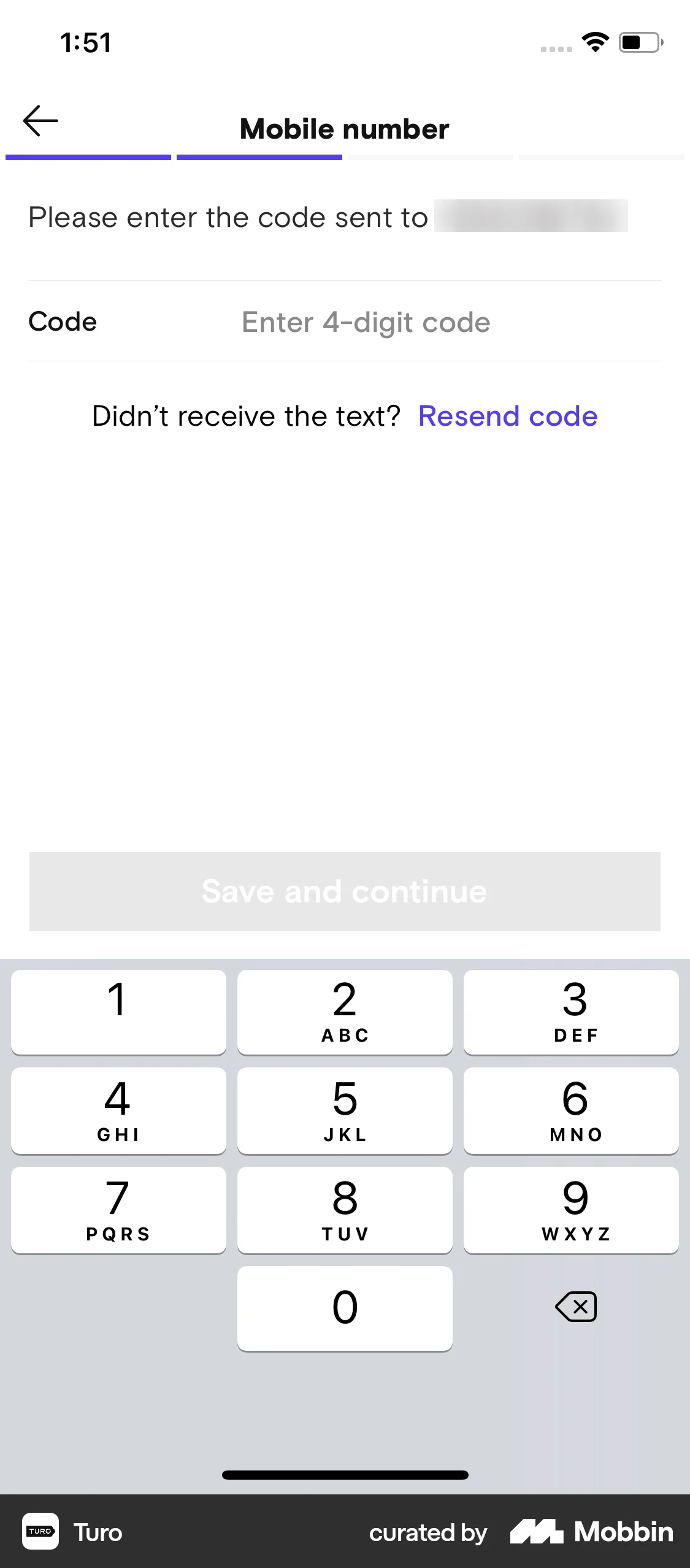 Turo iOS Verification screen