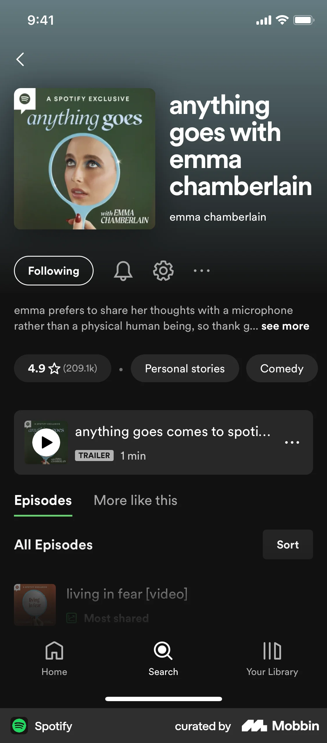 Spotify iOS Song & Podcast Detail screen