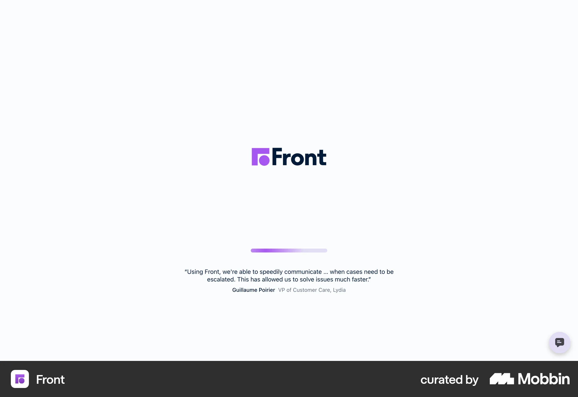 Front Web screen containing Loading Indicator UI element