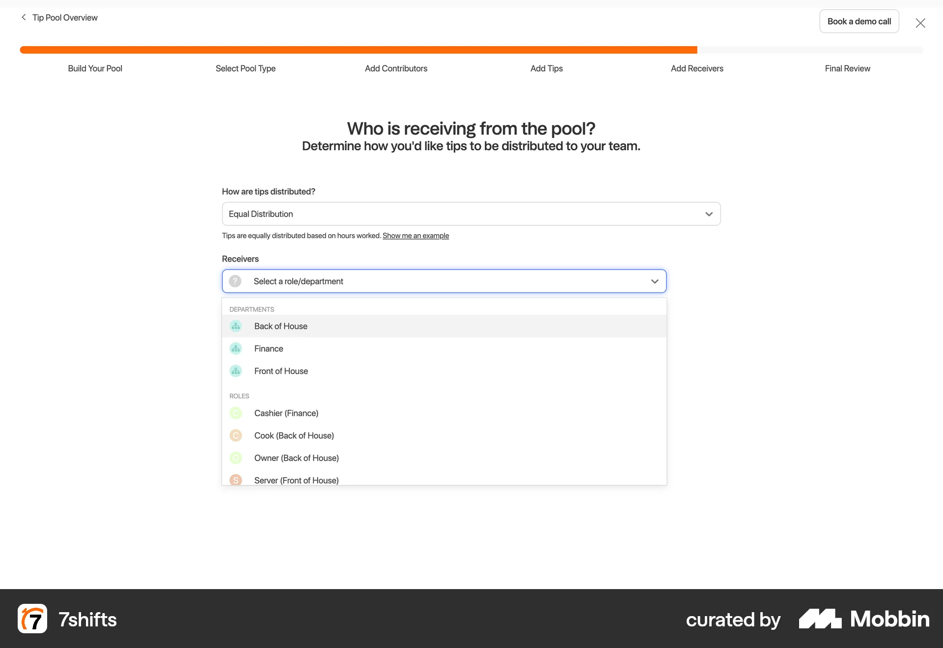 7shifts Web screen containing Select UI element