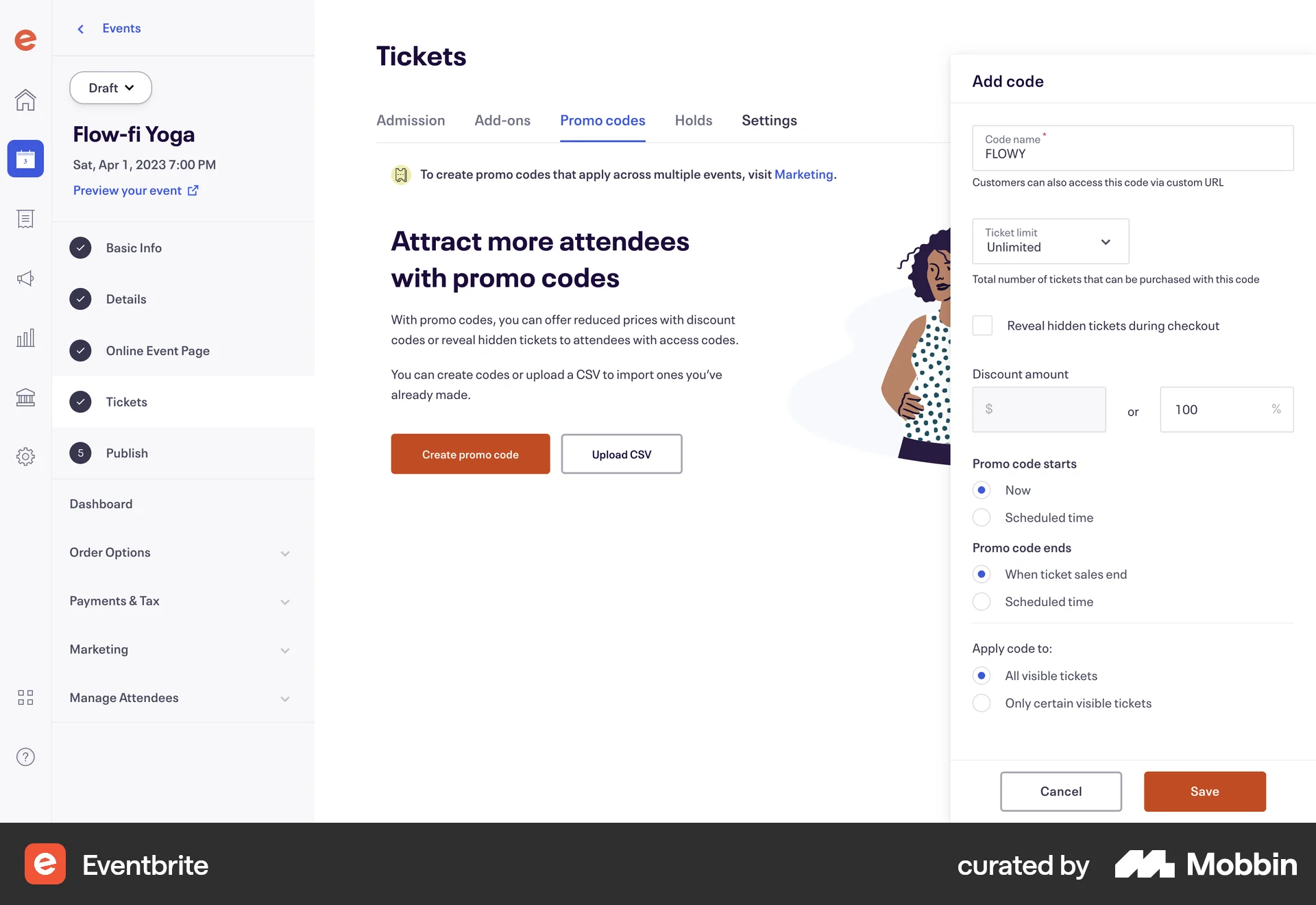 Eventbrite Web Promotions & Rewards screen