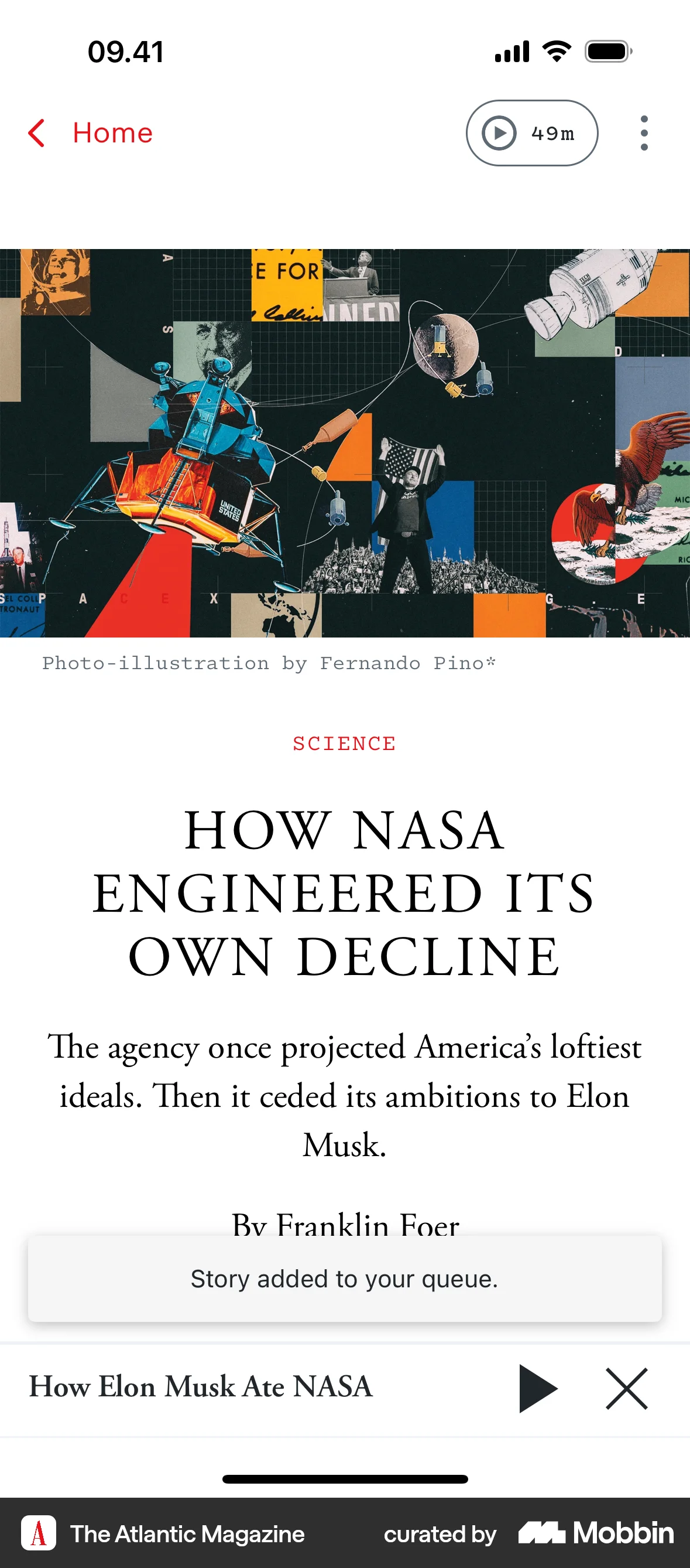 The Atlantic Magazine iOS Acknowledgement & Success screen