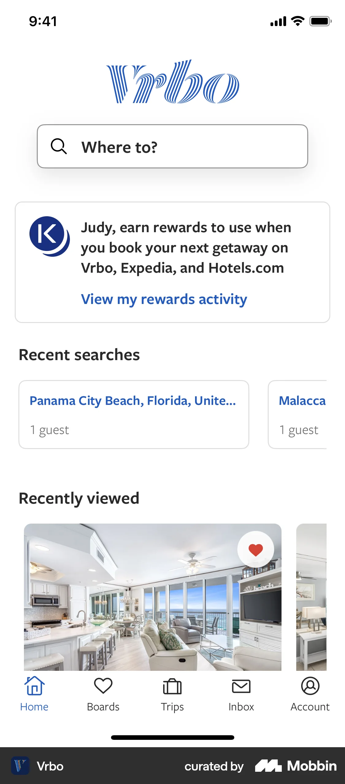 Vrbo iOS Real Estate App screen