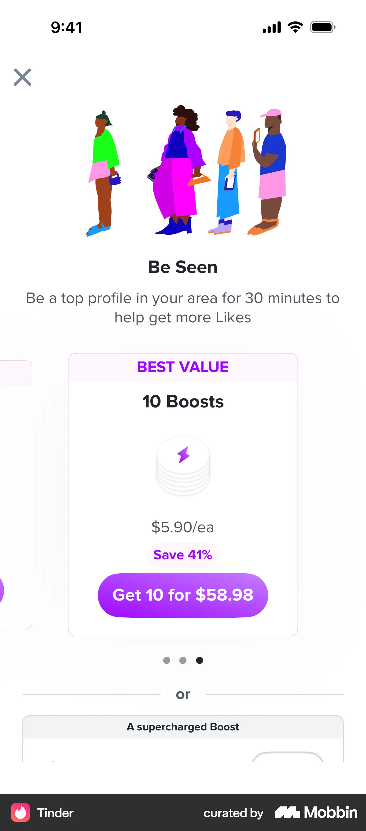 Tinder iOS screen containing Button UI element