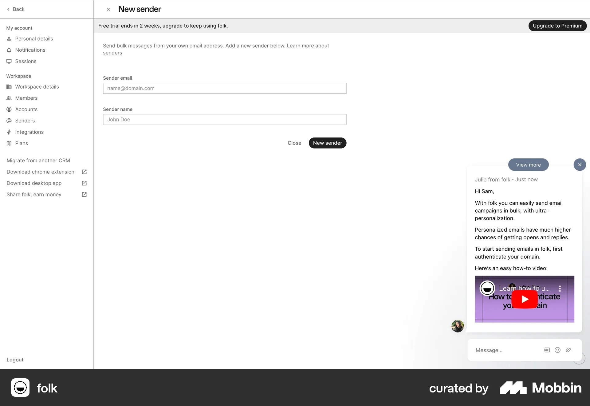 folk Web Chat Detail screen