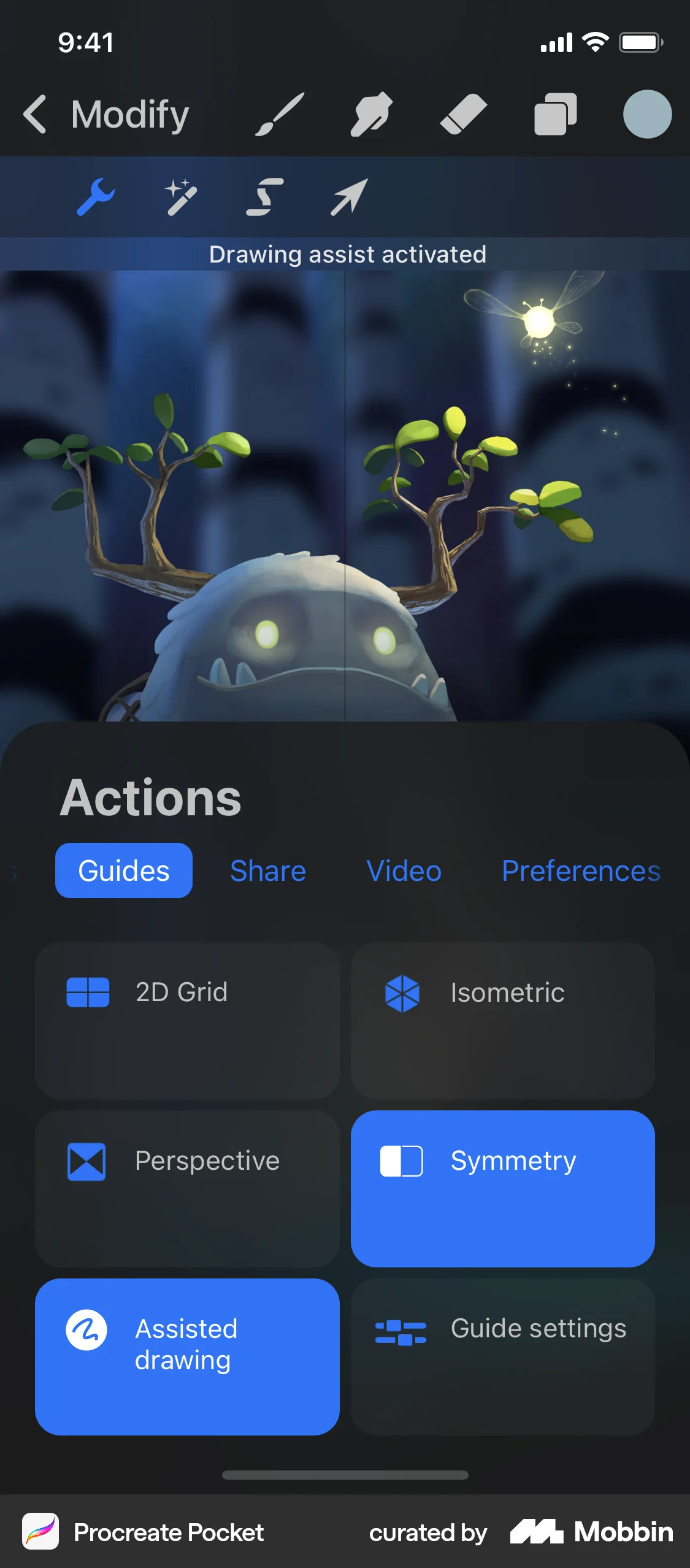 Procreate Pocket iOS screen containing Toast UI element