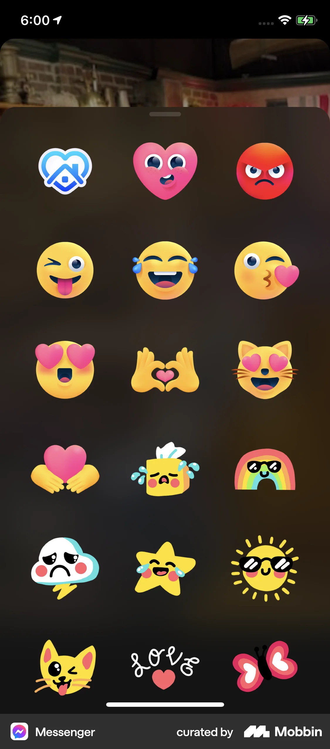 Messenger iOS Filters & Stickers screen