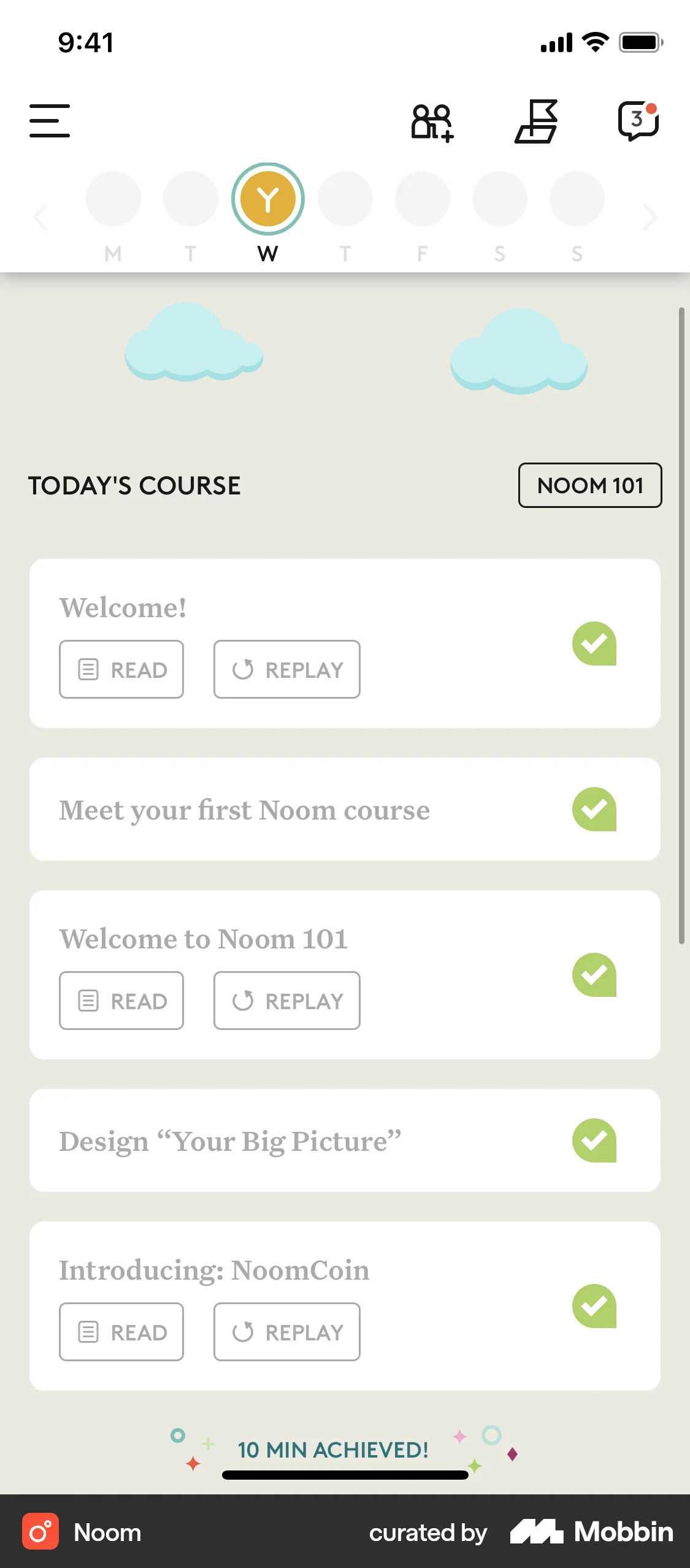 Noom iOS Pull to Refresh screen