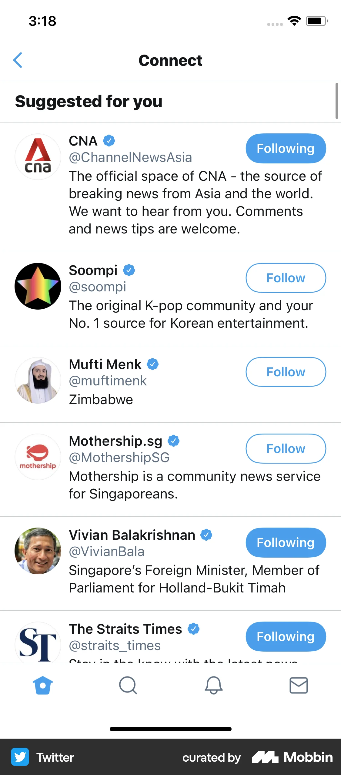 X iOS Follow & Subscribe screen