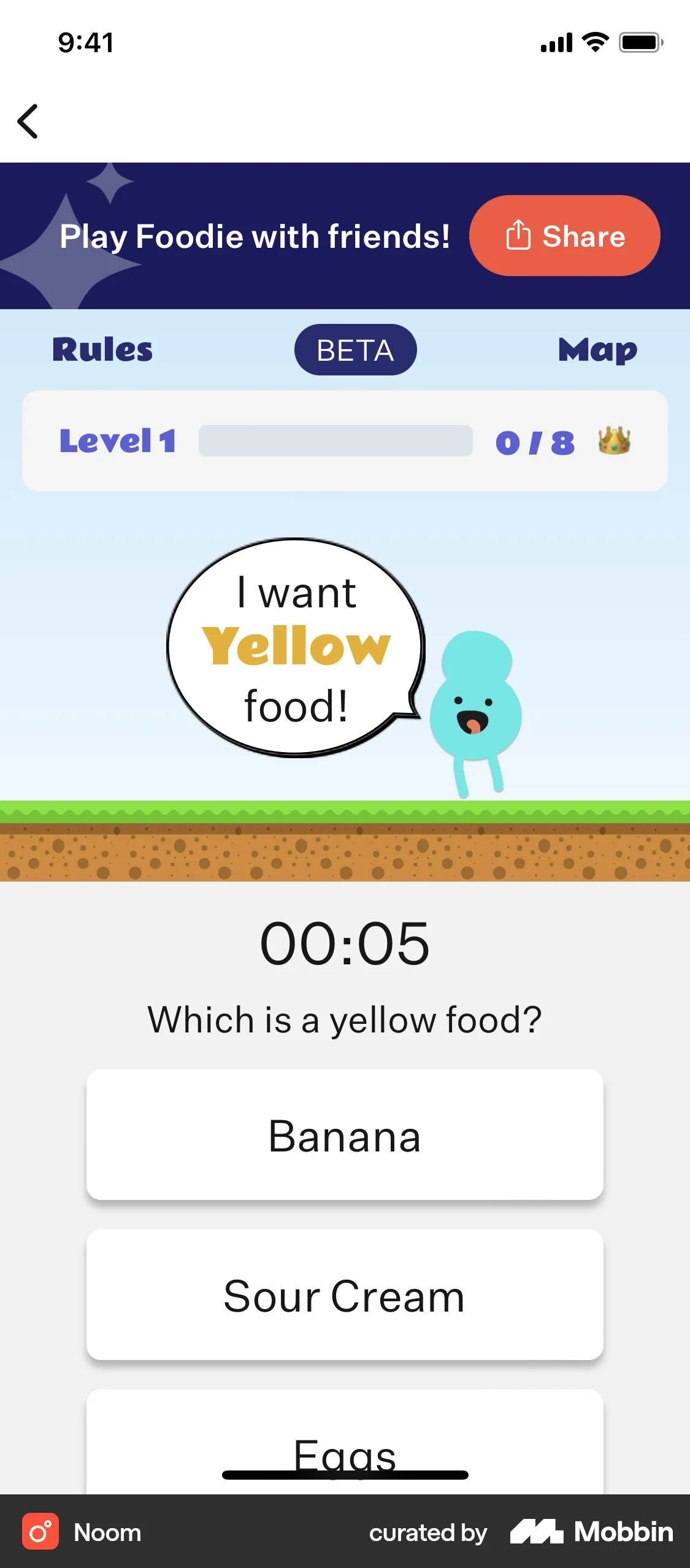 Noom iOS Game UI screen