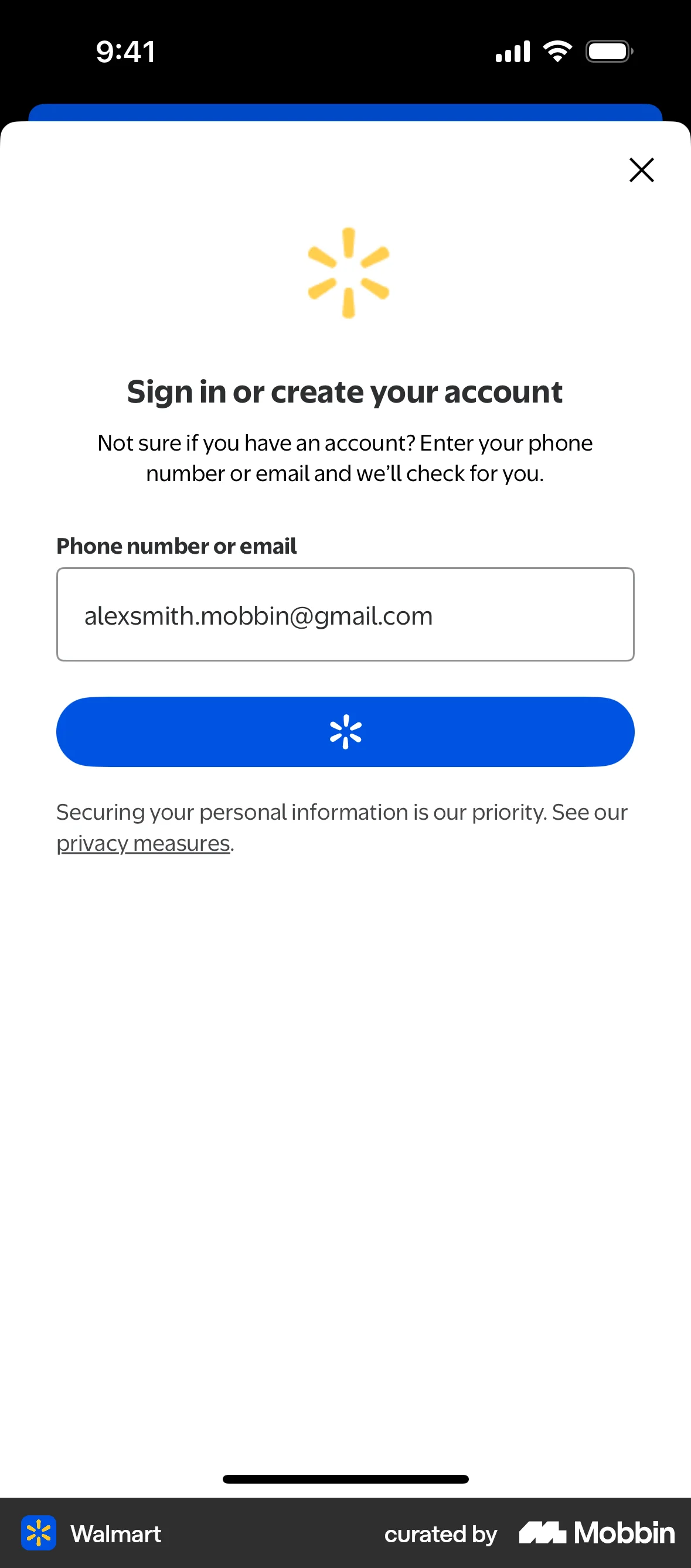 Walmart iOS Loading screen