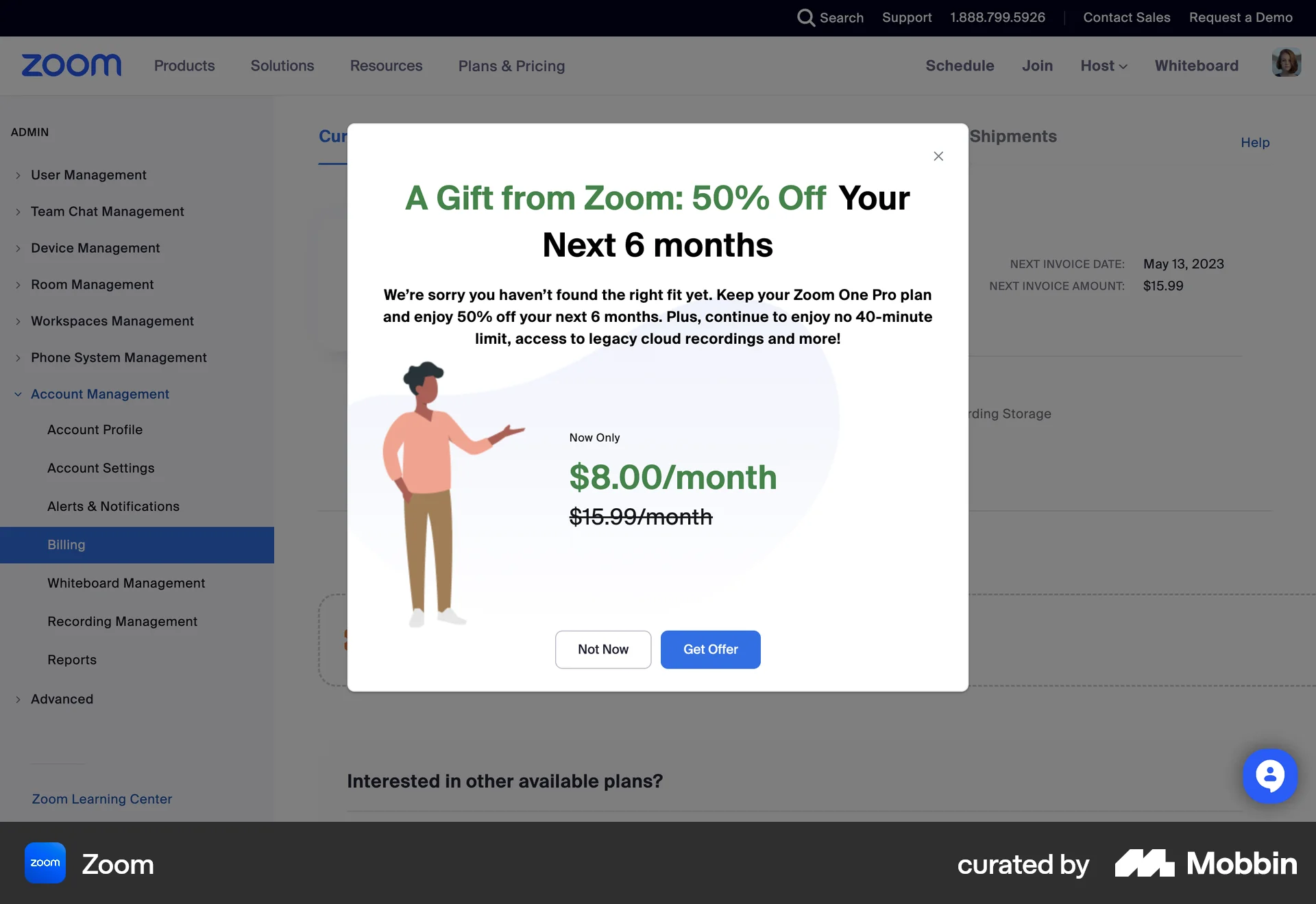 Zoom Web Cancel screen