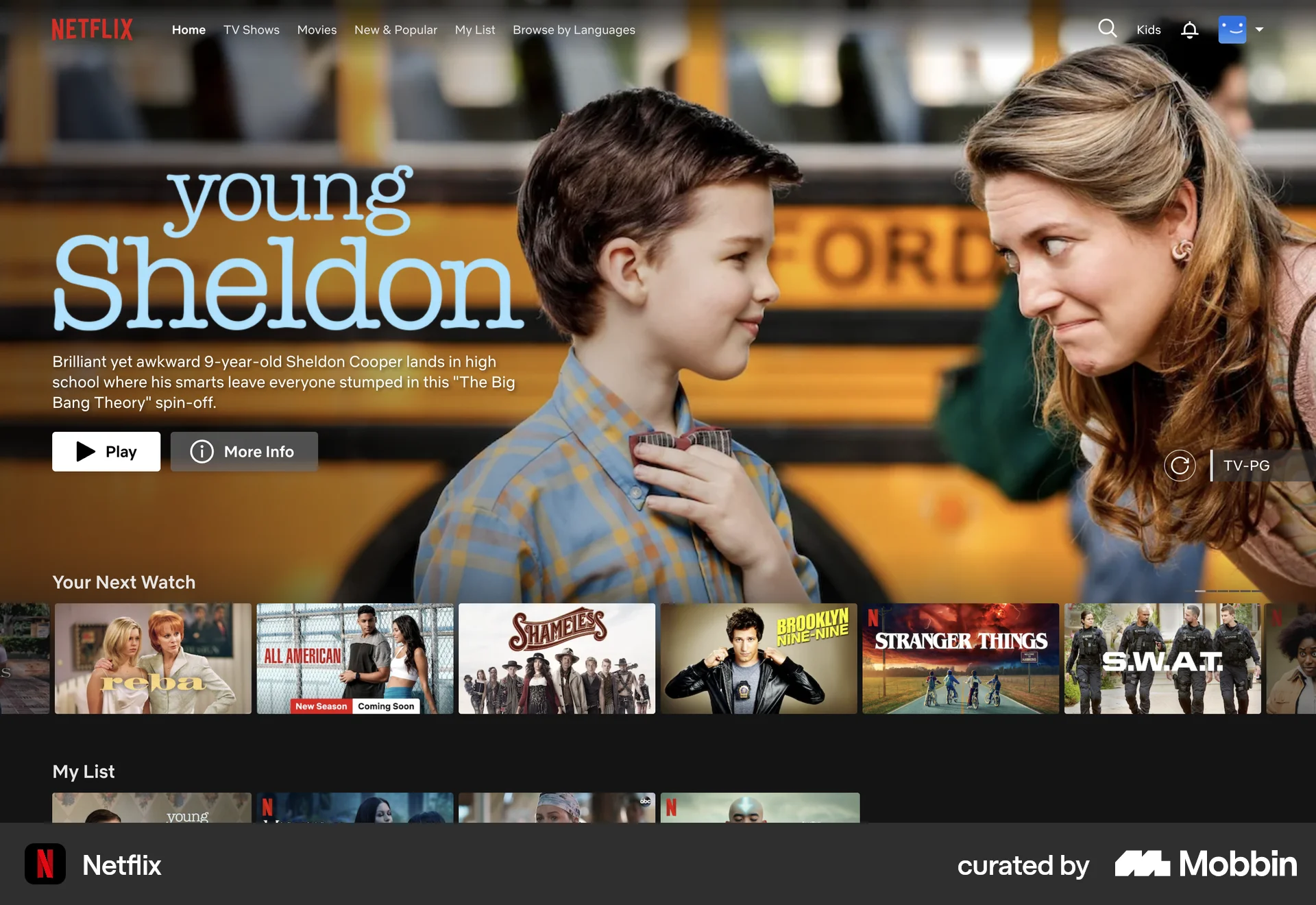 Netflix Web Home screen