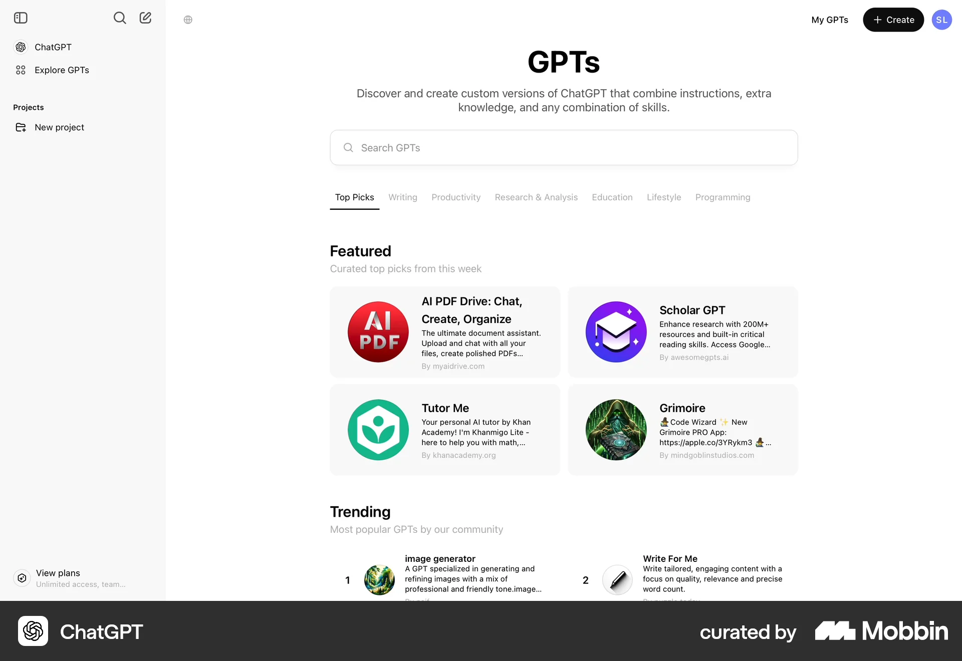 ChatGPT Web Suggestions & Similar Items screen