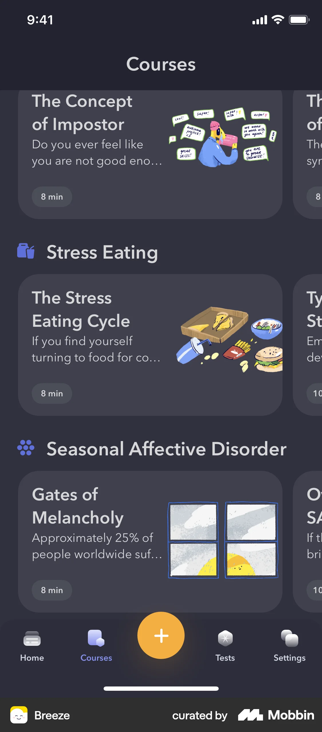 Breeze iOS Dark Mode screen