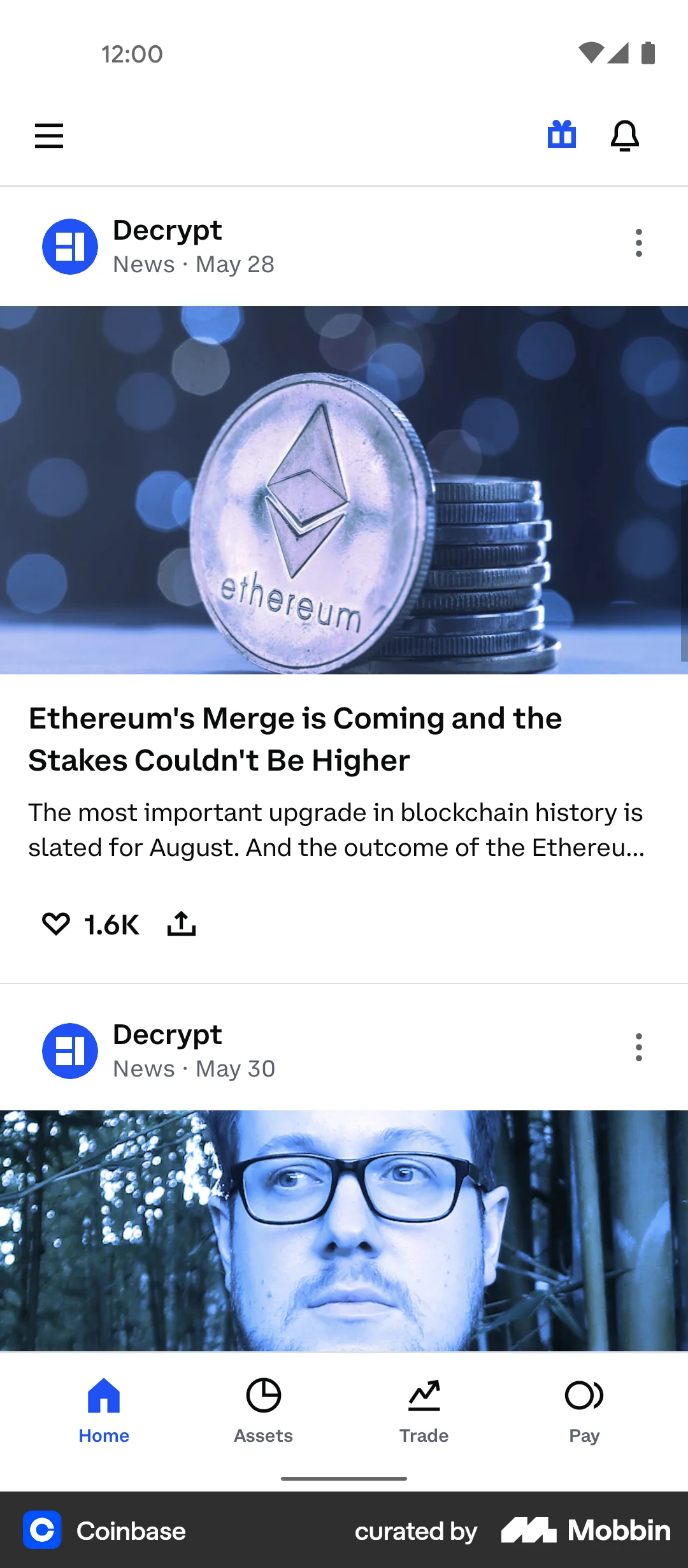 Coinbase Android Home Flow | Mobbin