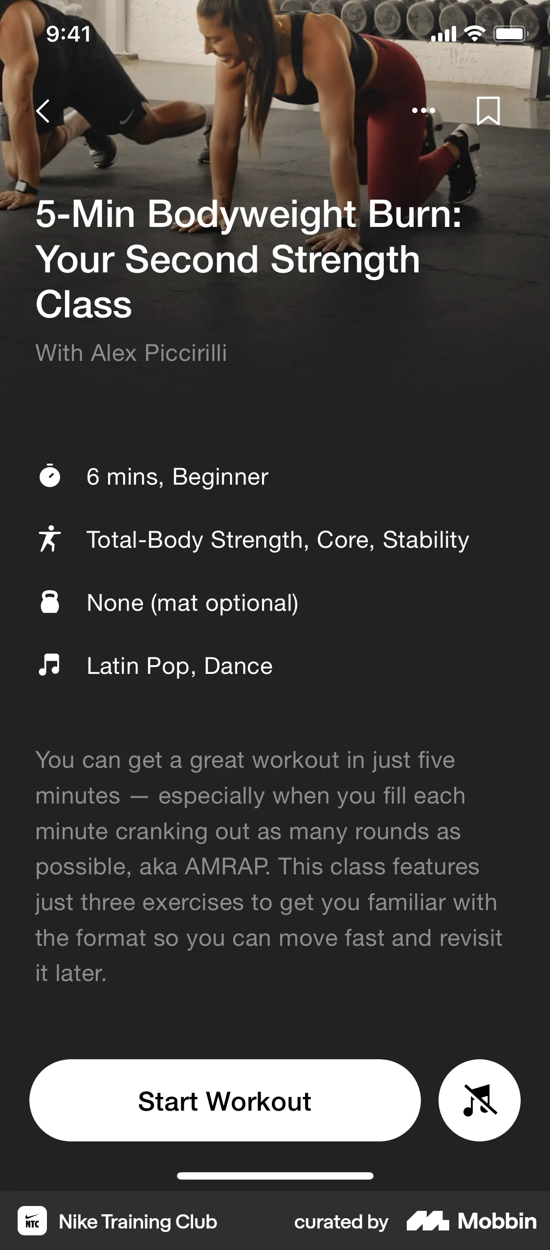 Nike Training Club screen