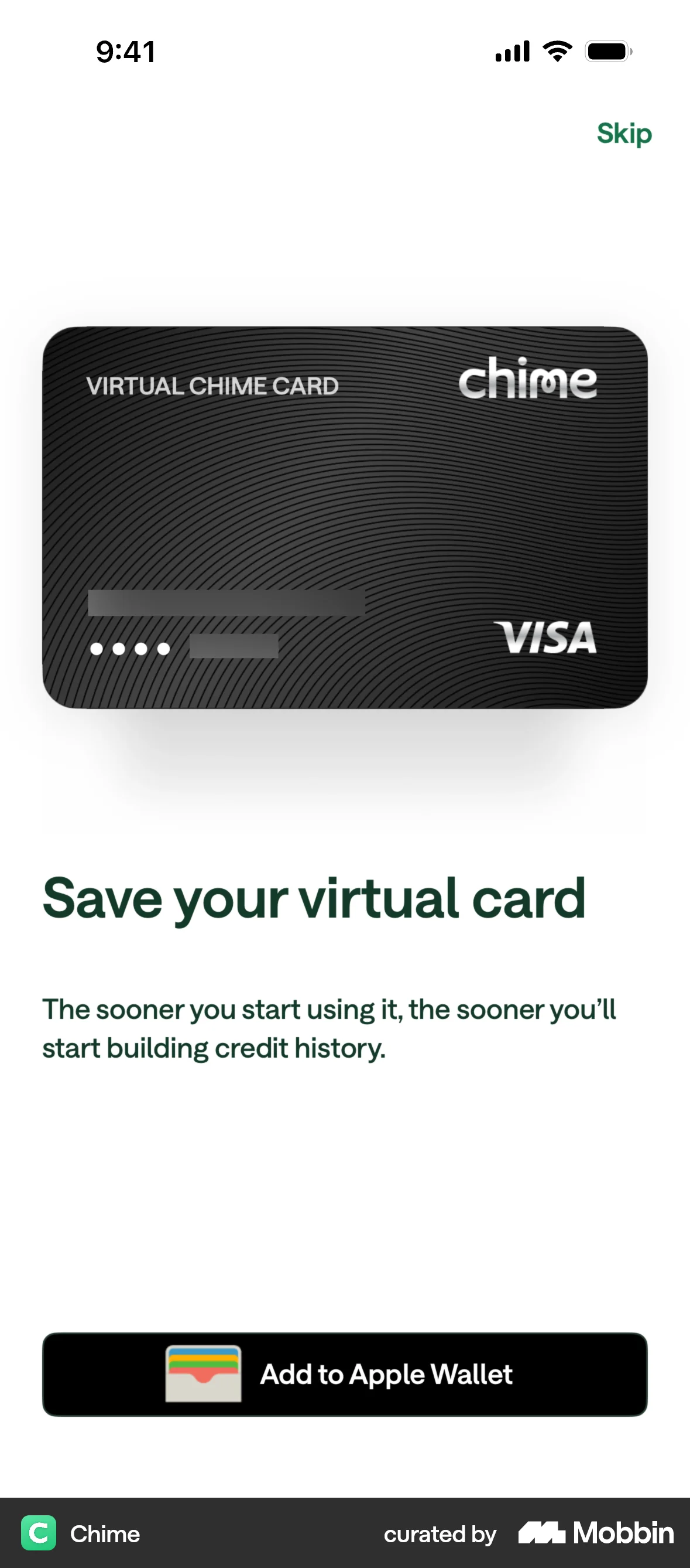 Chime Onboarding screen