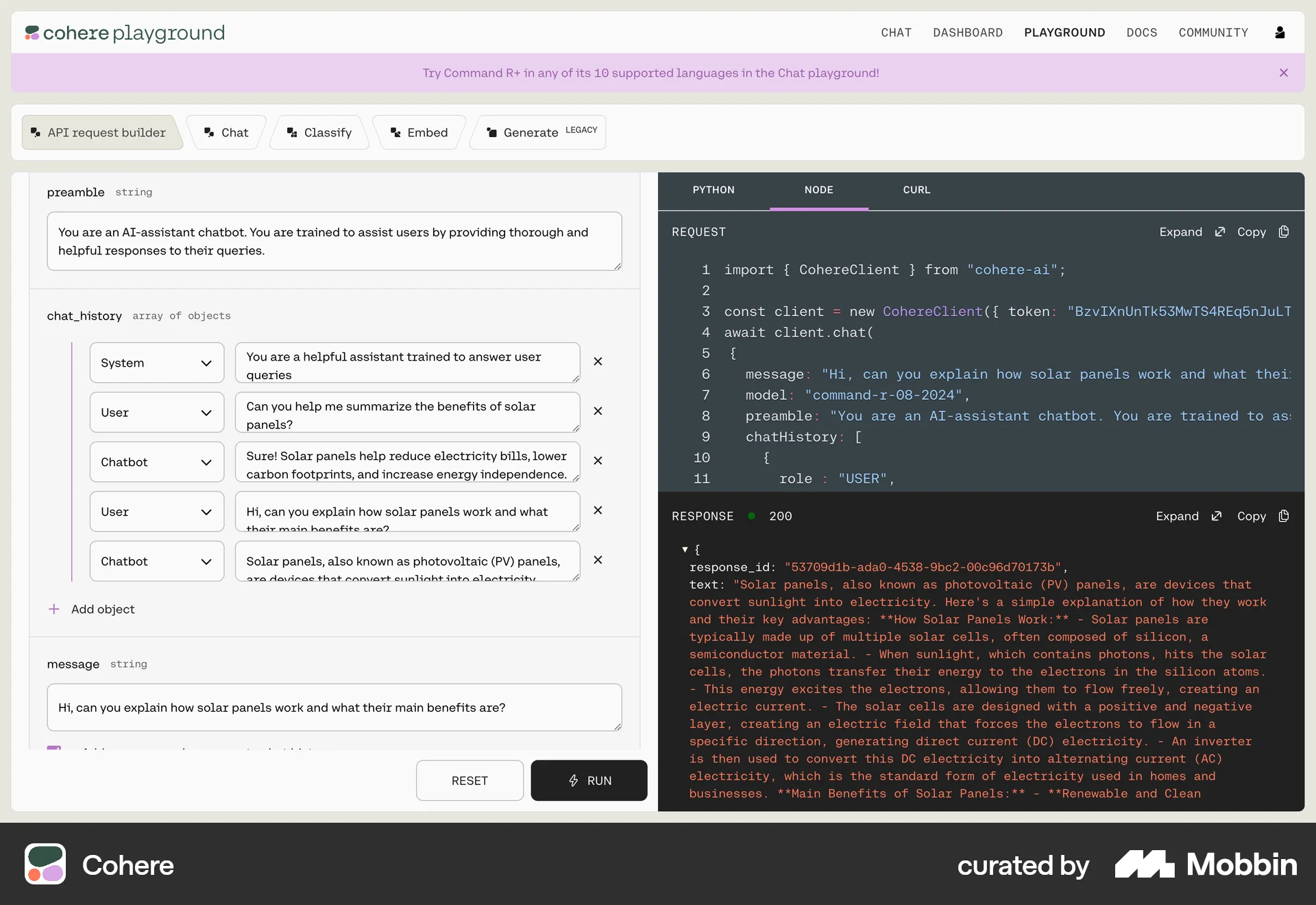 Cohere Web Internal Tool screen