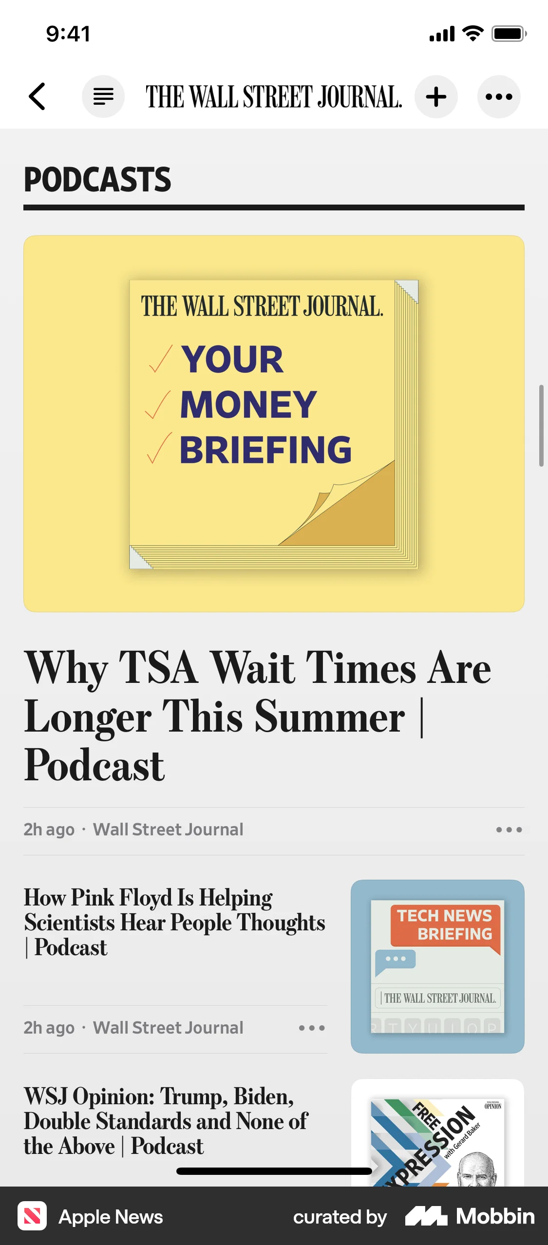 Apple News iOS News Feed screen