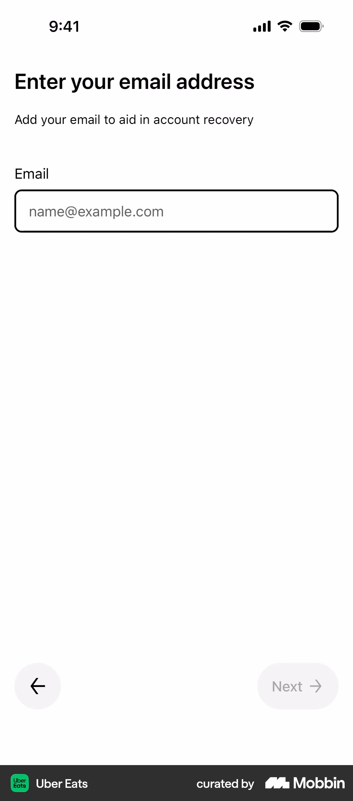Uber Eats Onboarding screen