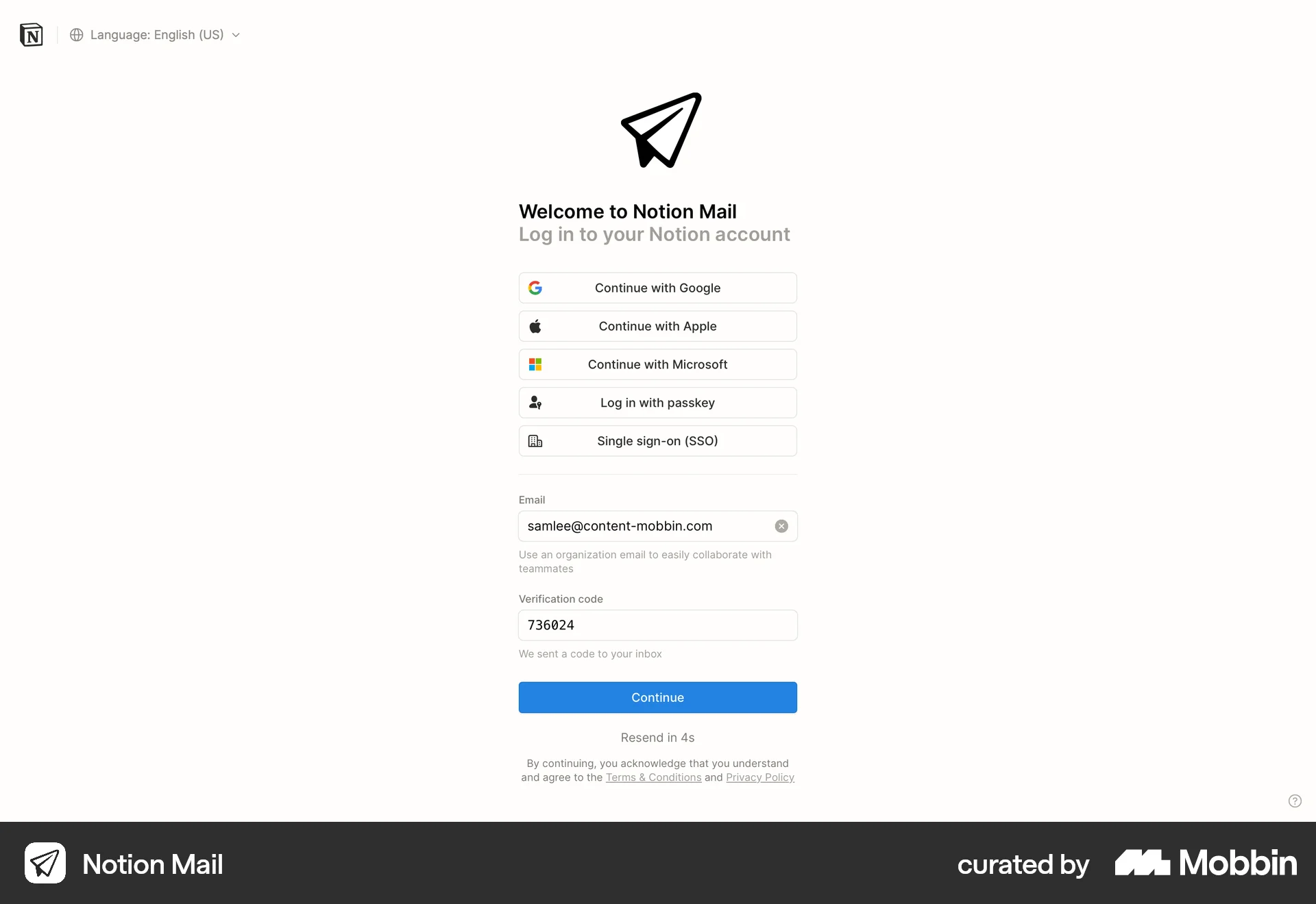 Notion Mail Onboarding screen