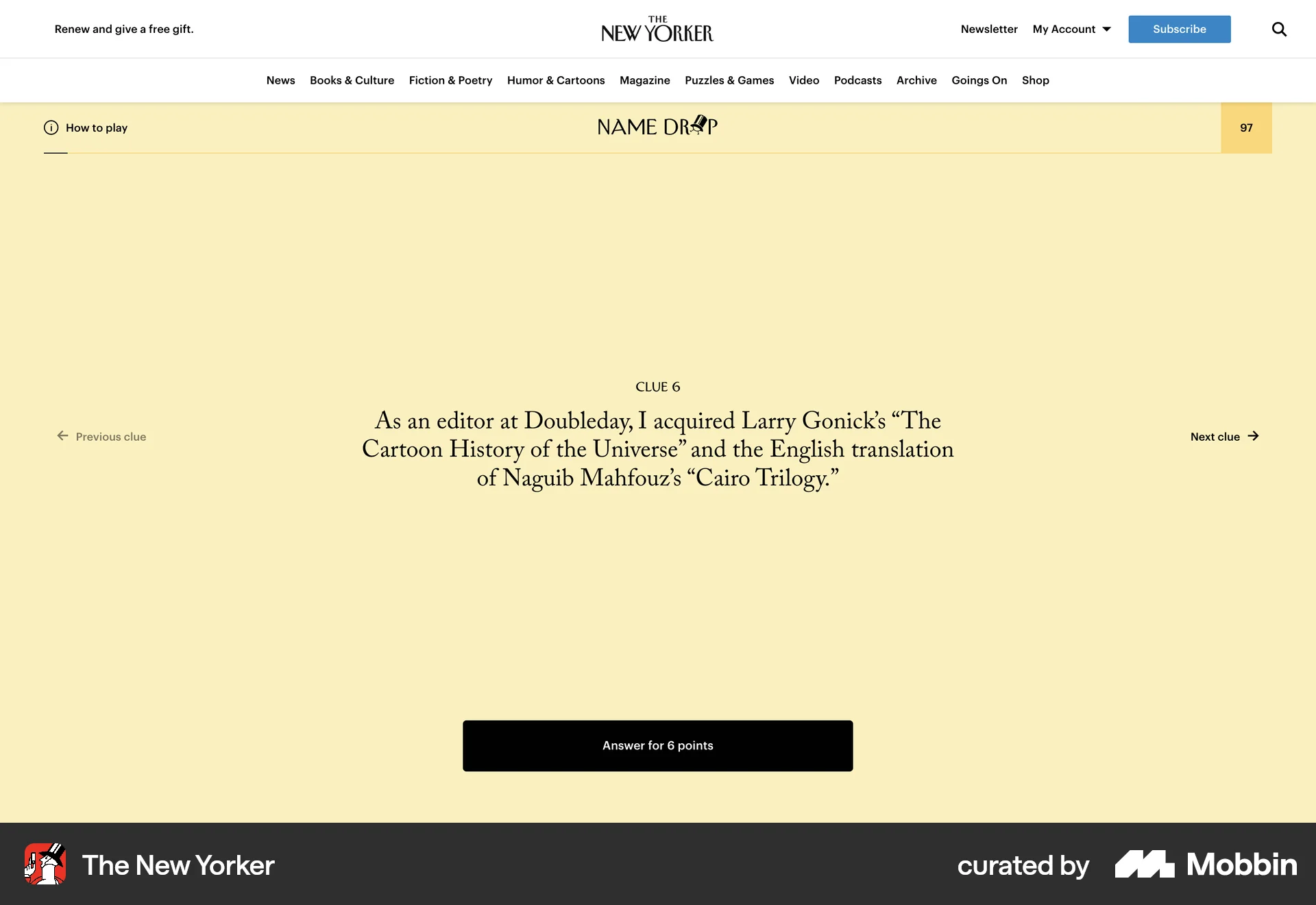 The New Yorker Web Timer & Clock screen