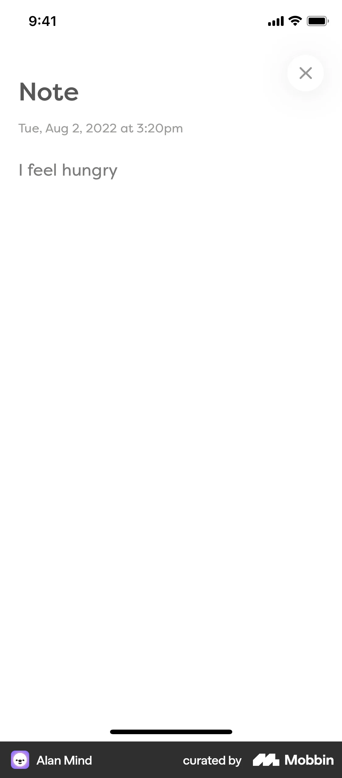 Alan Mind iOS Note Detail screen