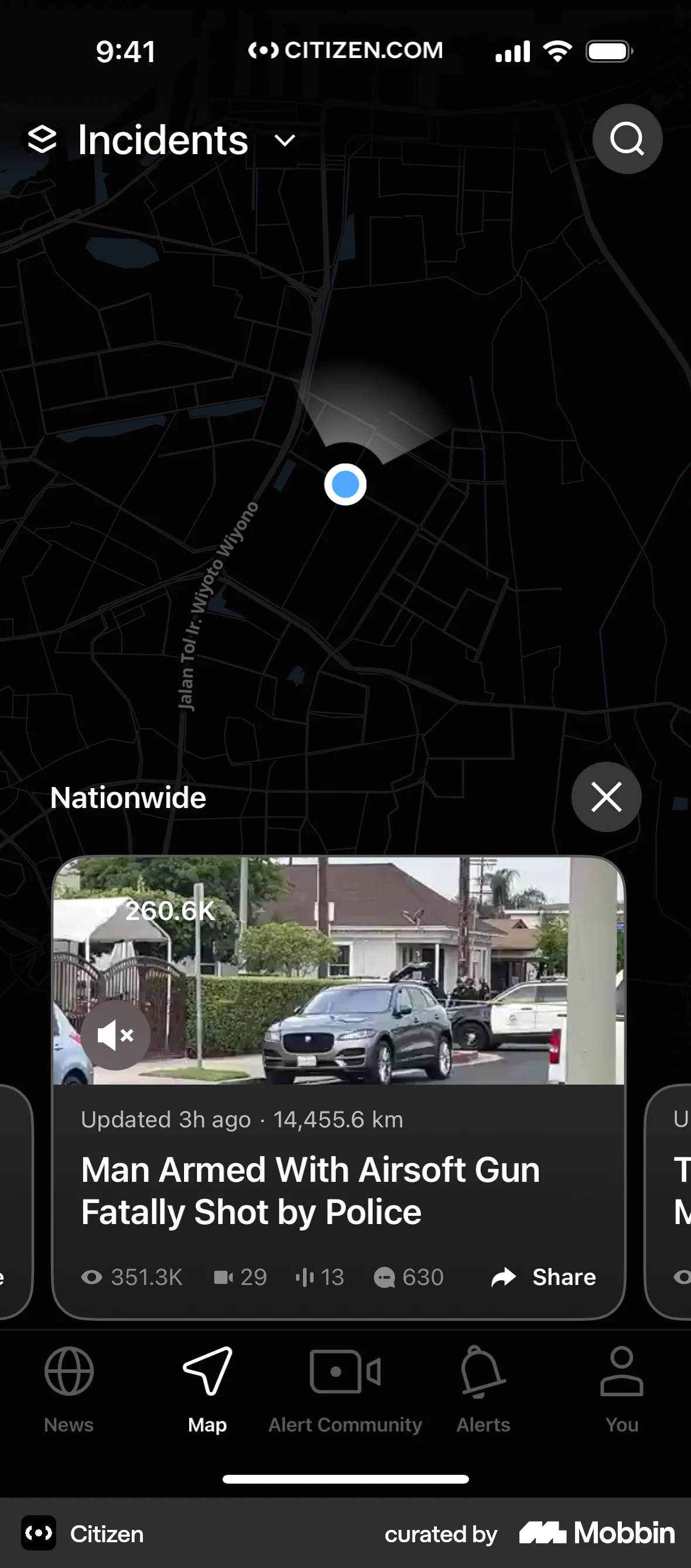 Citizen iOS screen containing Bottom Sheet UI element
