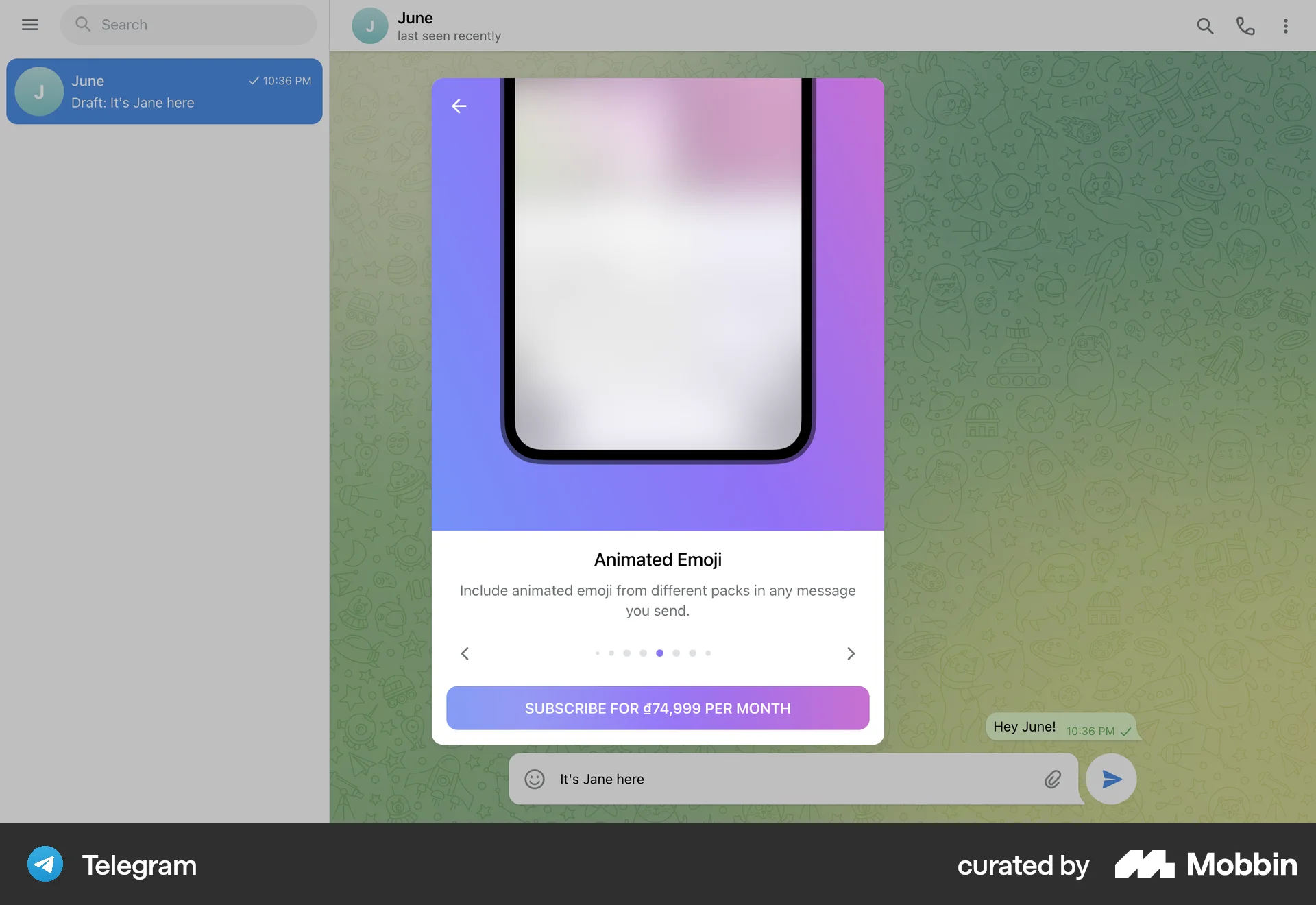 Telegram Web Communication App screen